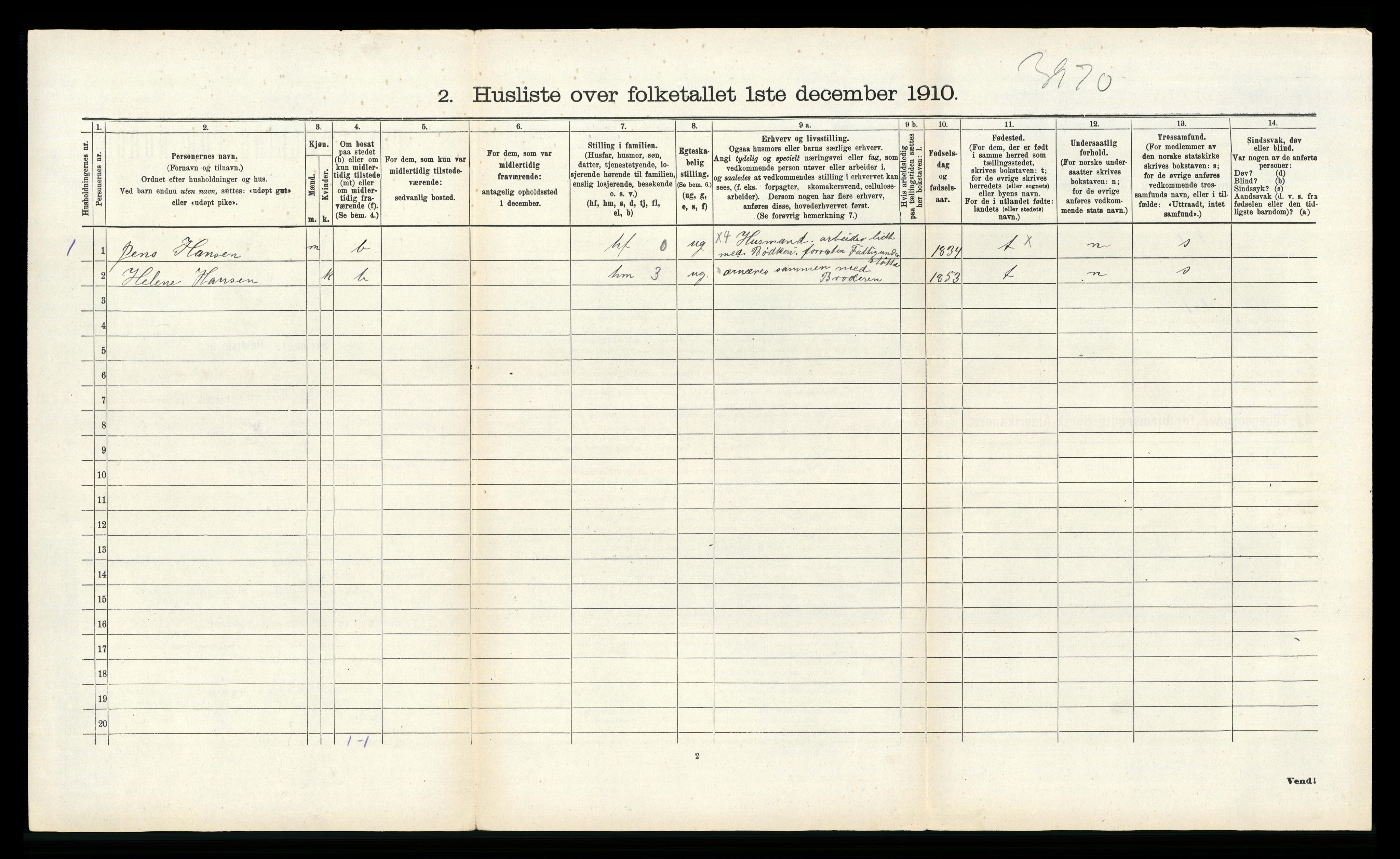 RA, 1910 census for Gyland, 1910, p. 319