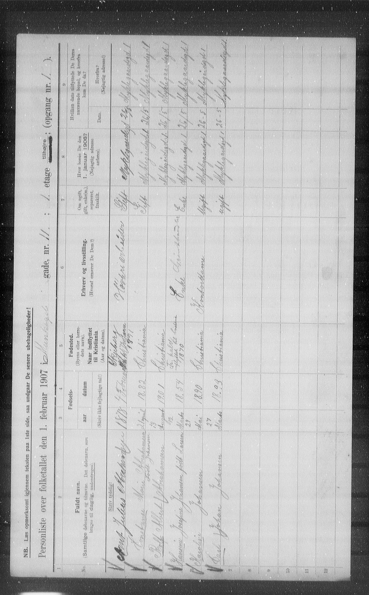 OBA, Municipal Census 1907 for Kristiania, 1907, p. 34790