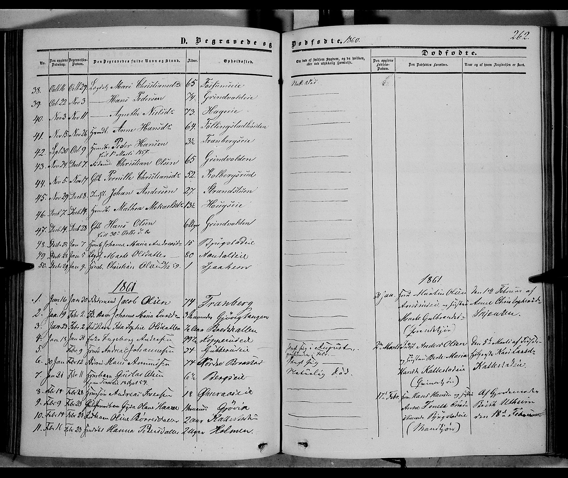 Vardal prestekontor, SAH/PREST-100/H/Ha/Haa/L0006: Parish register (official) no. 6, 1854-1866, p. 262