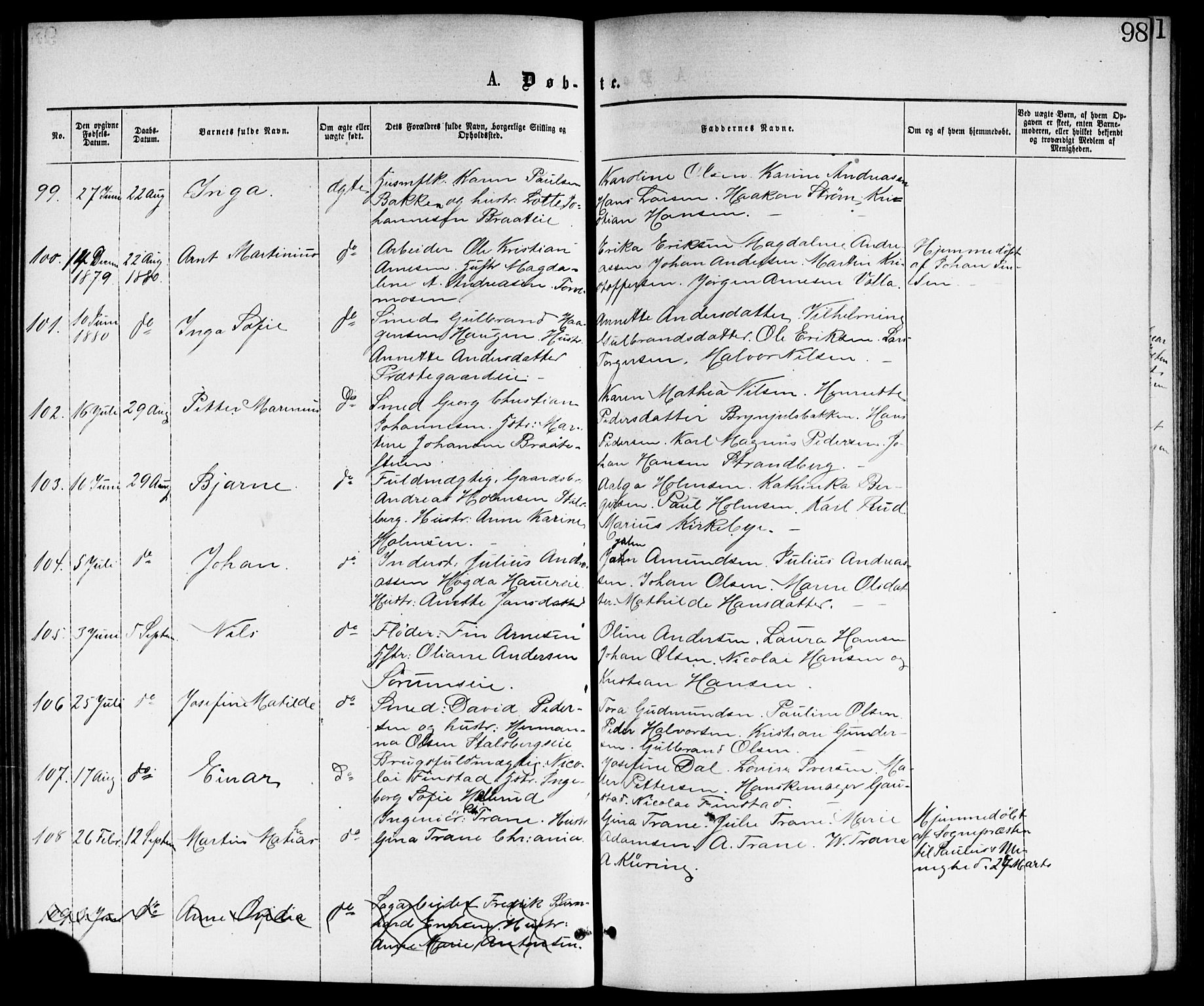 Skedsmo prestekontor Kirkebøker, AV/SAO-A-10033a/G/Ga/L0003: Parish register (copy) no. I 3, 1873-1882, p. 98