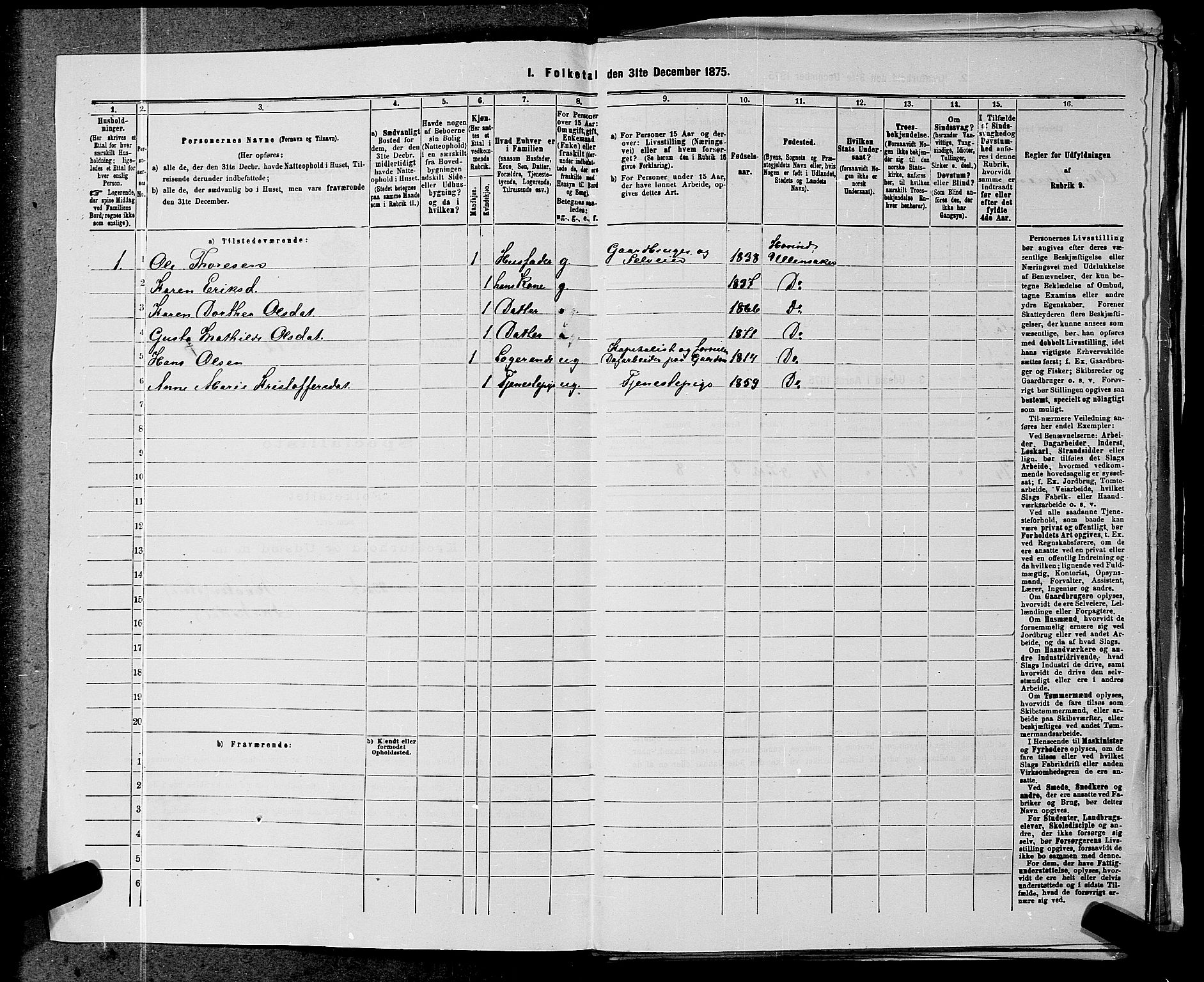 RA, 1875 census for 0235P Ullensaker, 1875, p. 1729