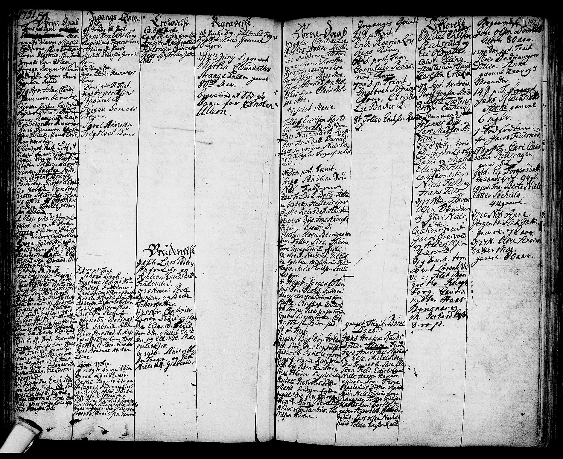 Hole kirkebøker, SAKO/A-228/F/Fa/L0001: Parish register (official) no. I 1, 1716-1765, p. 142