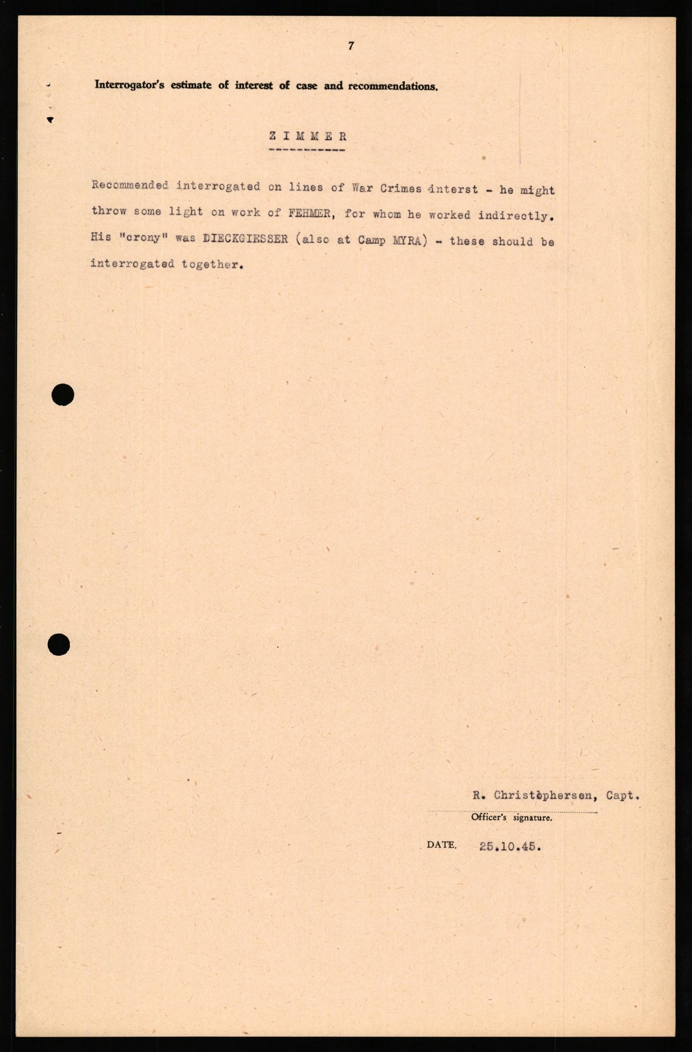 Forsvaret, Forsvarets overkommando II, AV/RA-RAFA-3915/D/Db/L0037: CI Questionaires. Tyske okkupasjonsstyrker i Norge. Tyskere., 1945-1946, p. 350
