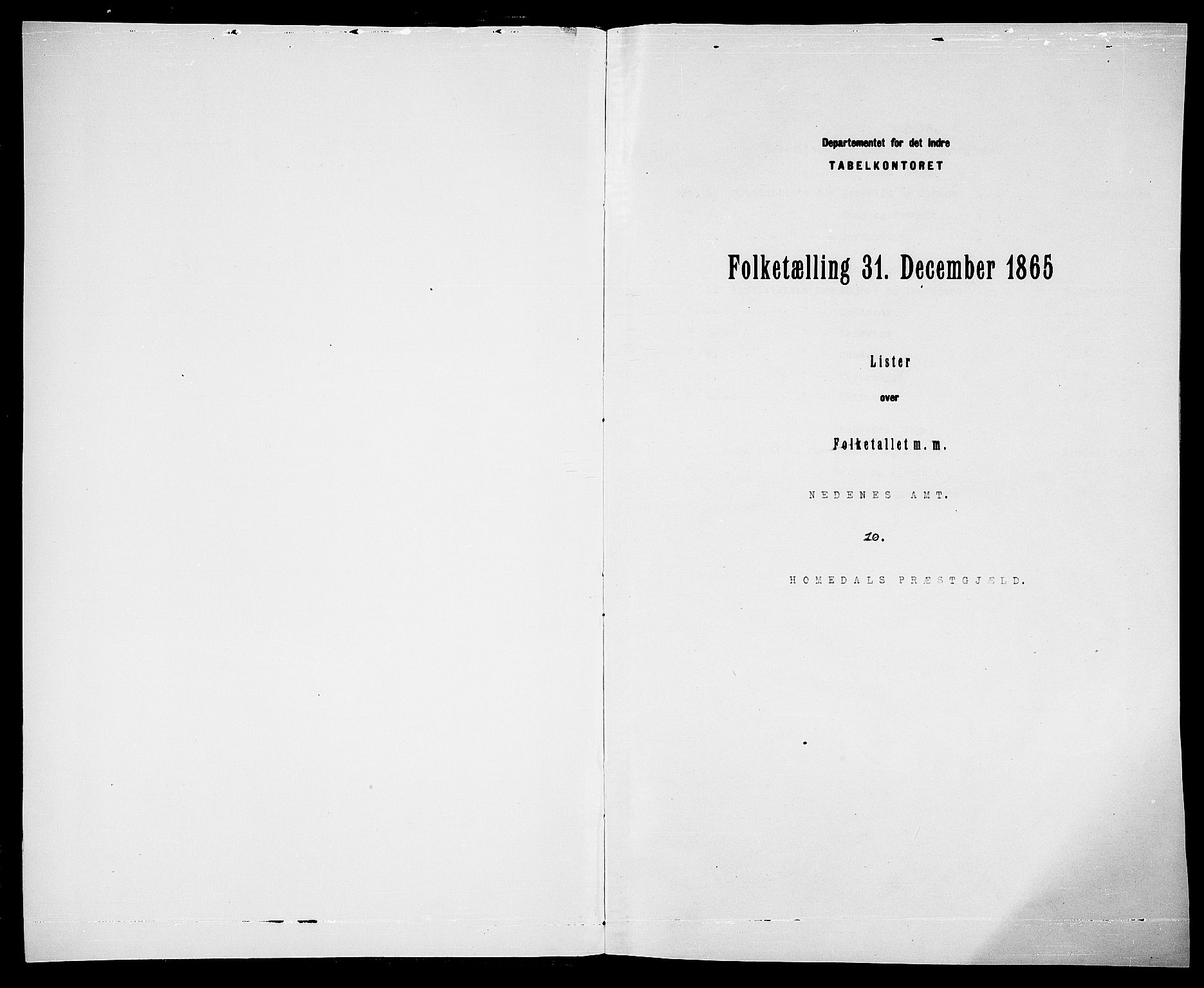 RA, 1865 census for Homedal, 1865, p. 3