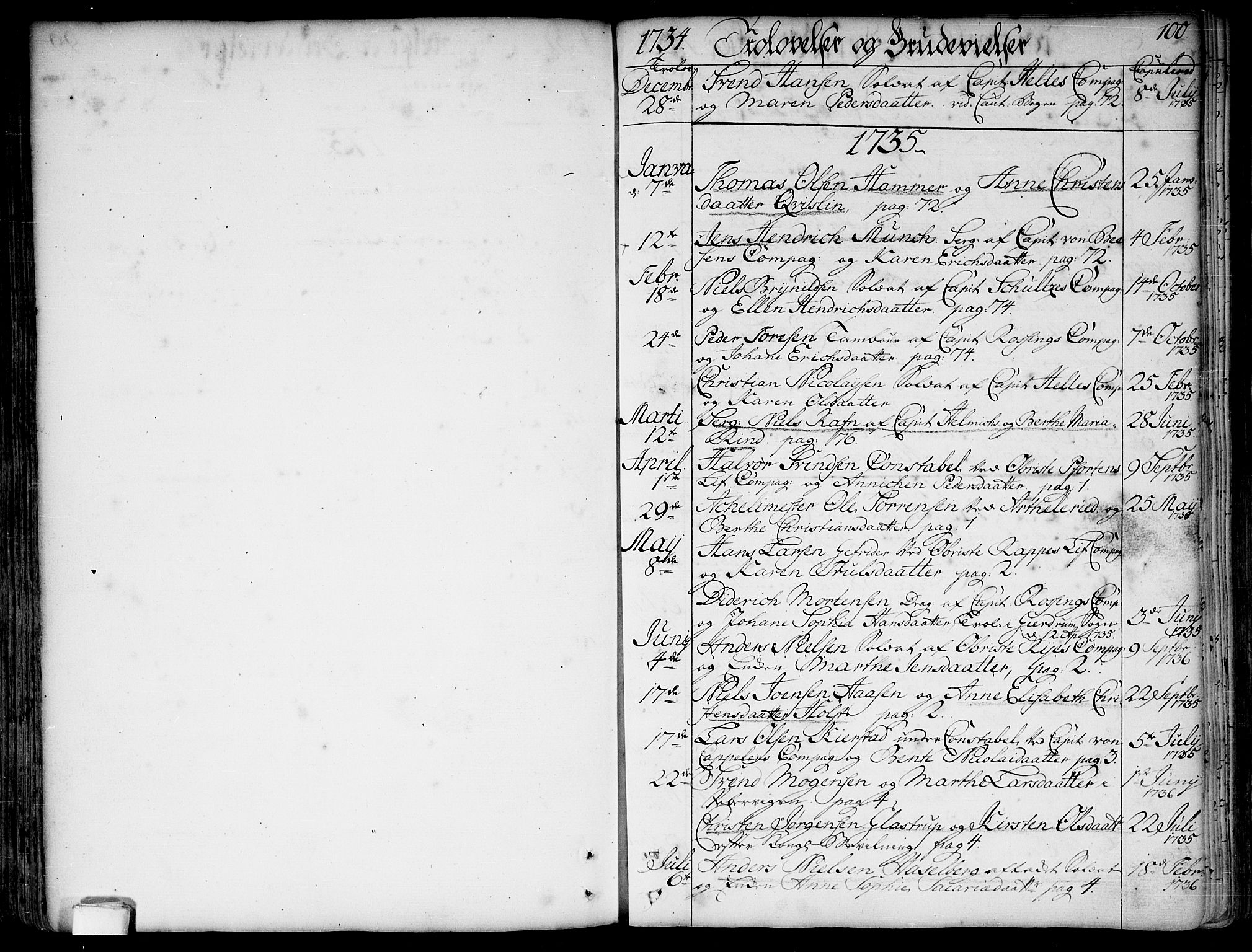 Garnisonsmenigheten Kirkebøker, AV/SAO-A-10846/F/Fa/L0001: Parish register (official) no. 1, 1734-1756, p. 100