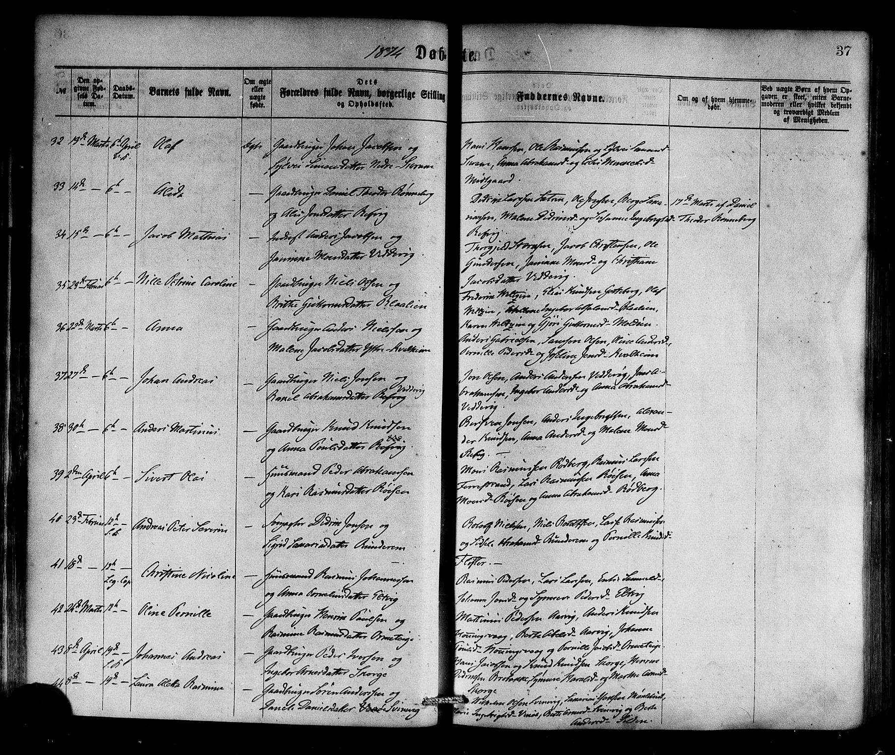 Selje sokneprestembete, AV/SAB-A-99938/H/Ha/Haa/Haaa: Parish register (official) no. A 12, 1870-1880, p. 37