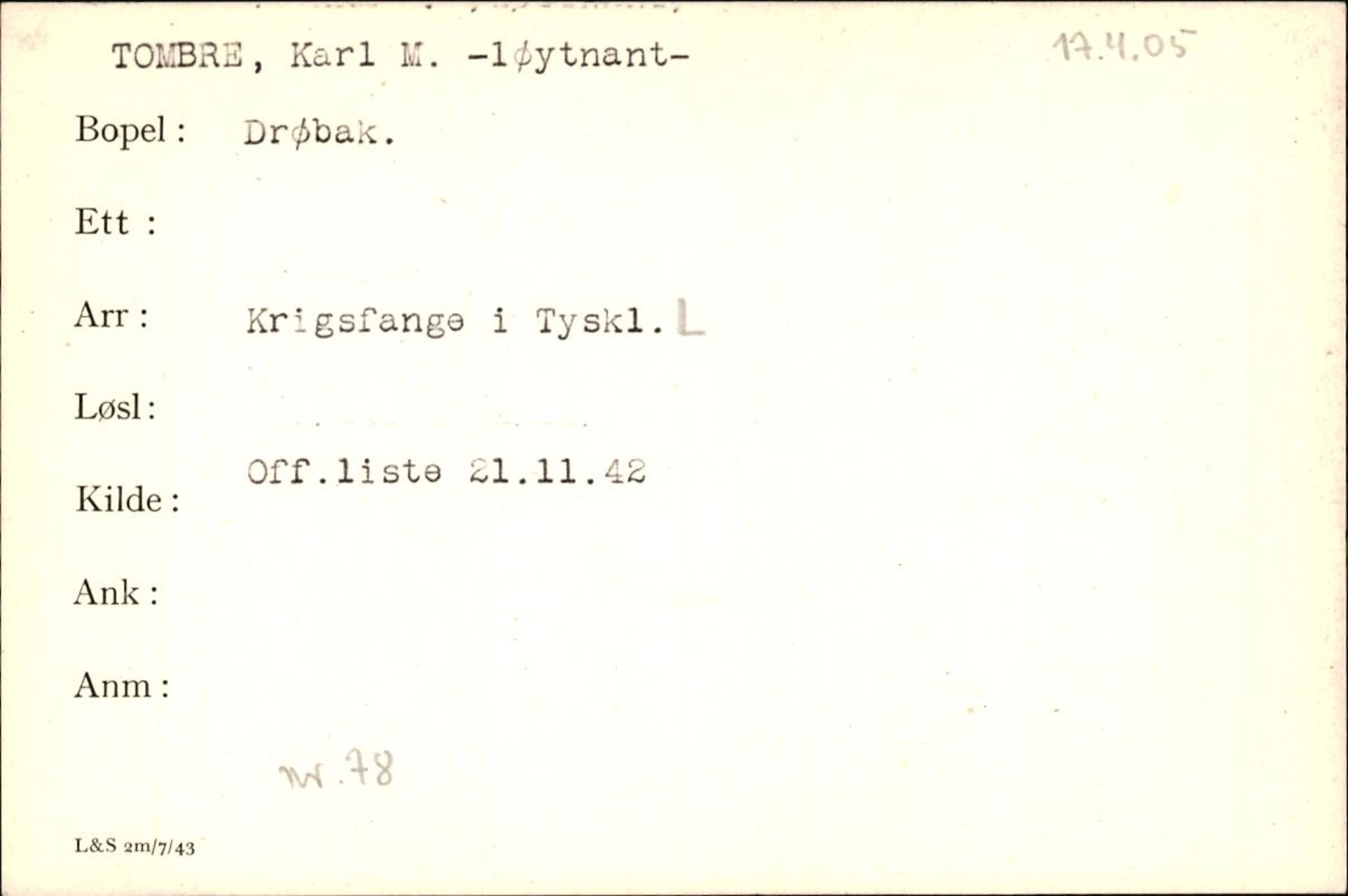 Forsvaret, Forsvarets krigshistoriske avdeling, AV/RA-RAFA-2017/Y/Yf/L0200: II-C-11-2102  -  Norske krigsfanger i Tyskland, 1940-1945, p. 1065