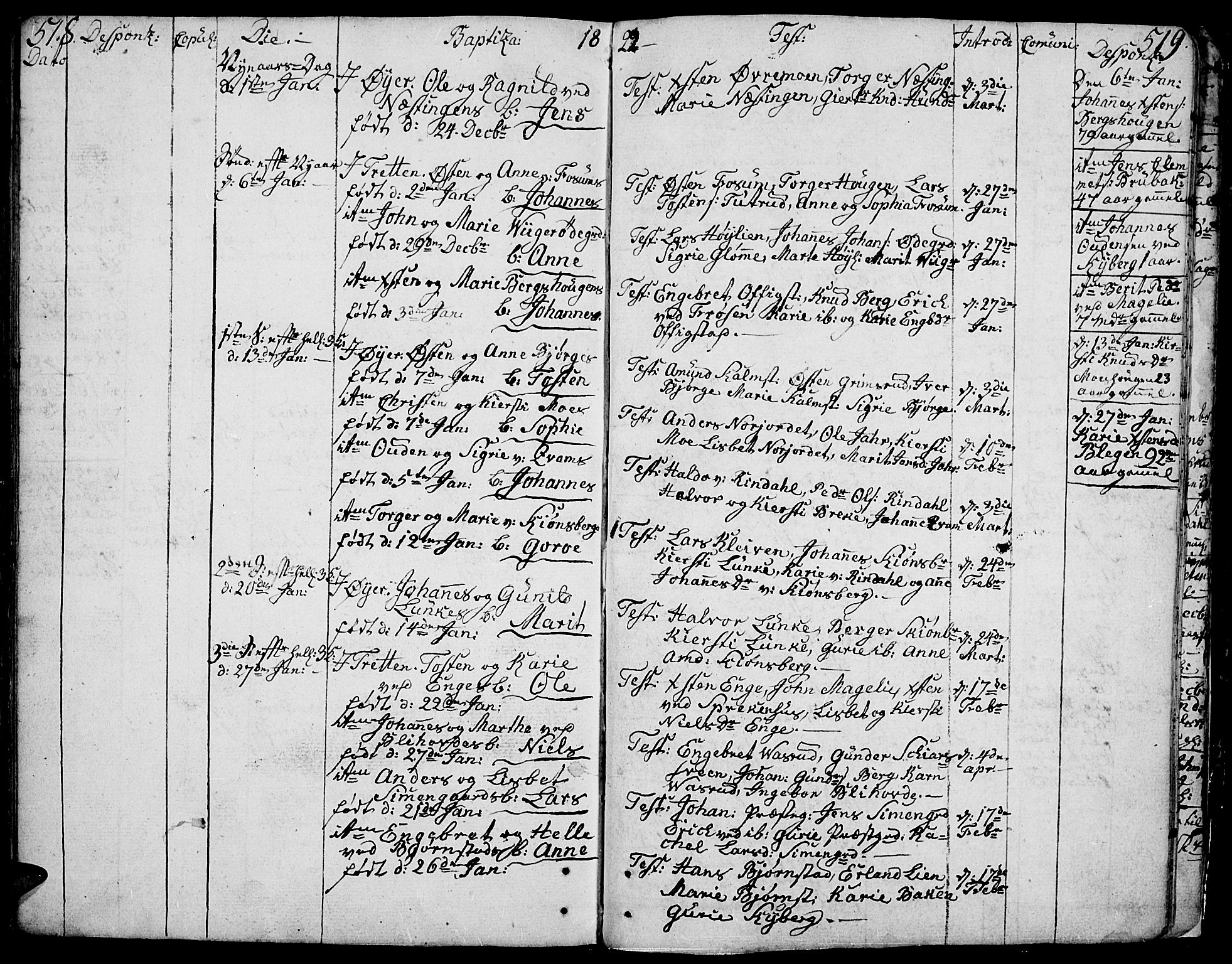 Øyer prestekontor, SAH/PREST-084/H/Ha/Haa/L0003: Parish register (official) no. 3, 1784-1824, p. 518-519