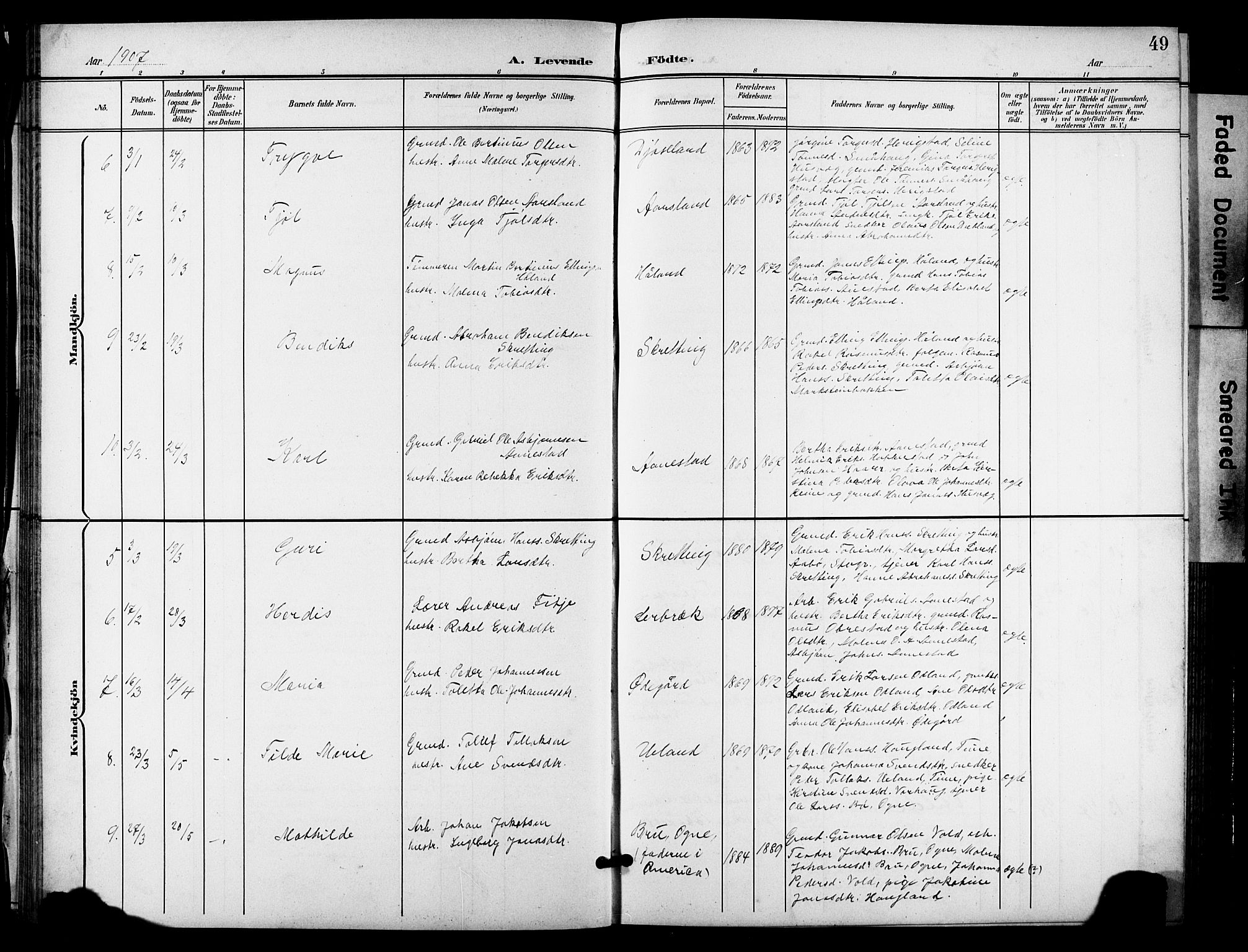 Hå sokneprestkontor, AV/SAST-A-101801/001/30BB/L0006: Parish register (copy) no. B 6, 1900-1924, p. 49