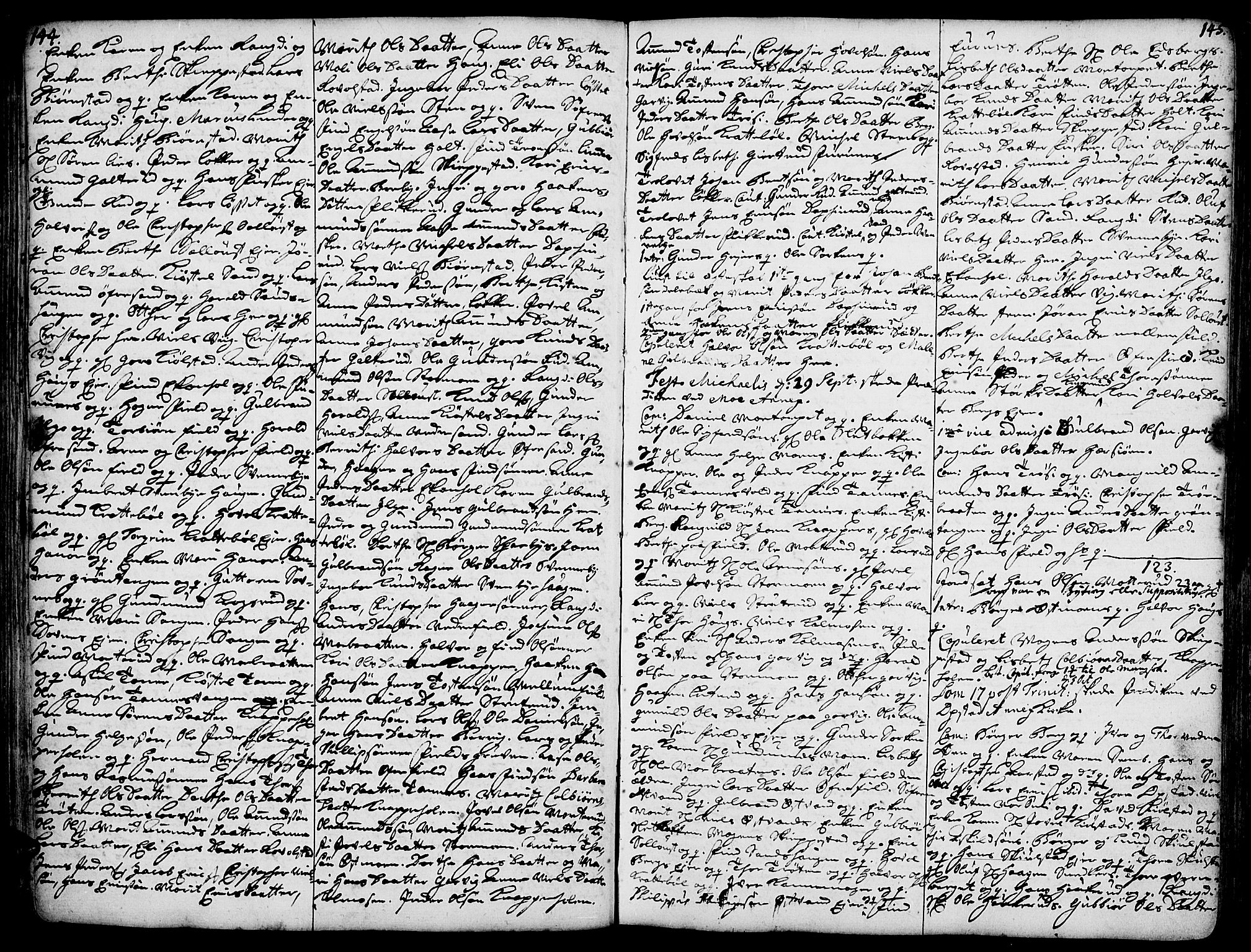 Strøm-Odalen prestekontor, AV/SAH-PREST-028/H/Ha/Haa/L0002: Parish register (official) no. 2, 1716-1740, p. 144-145