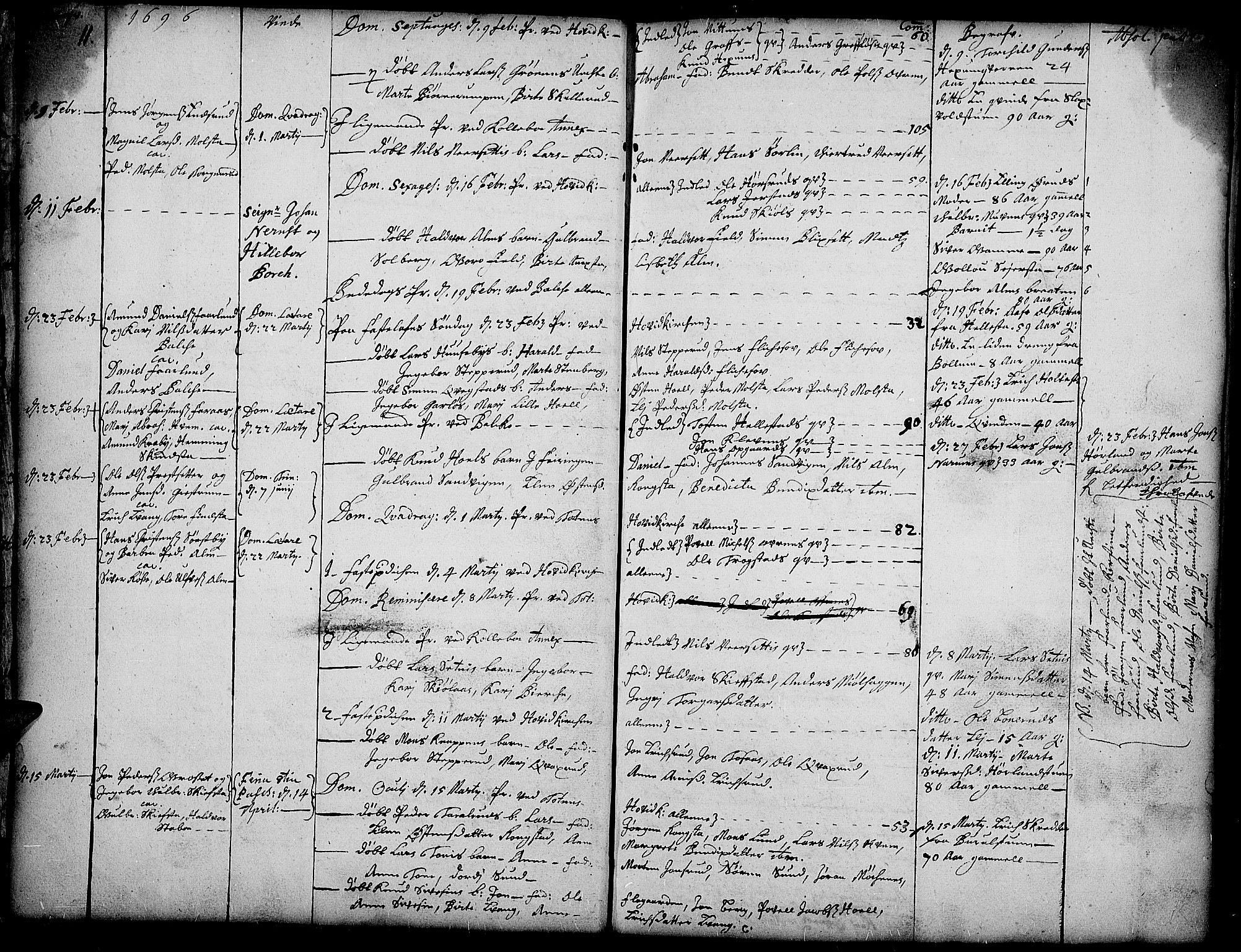 Toten prestekontor, SAH/PREST-102/H/Ha/Haa/L0001: Parish register (official) no. 1, 1695-1713, p. 11