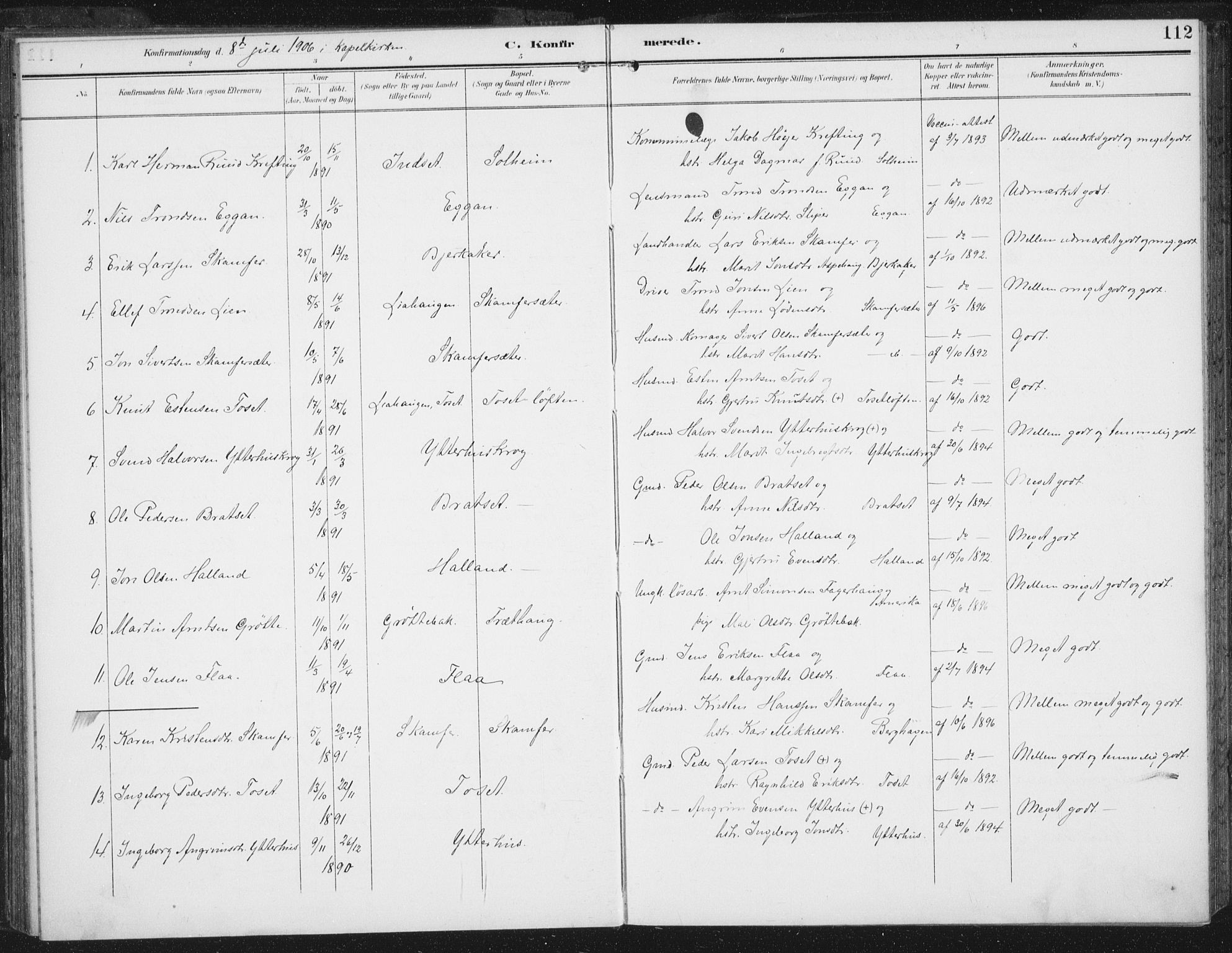 Ministerialprotokoller, klokkerbøker og fødselsregistre - Sør-Trøndelag, SAT/A-1456/674/L0872: Parish register (official) no. 674A04, 1897-1907, p. 112