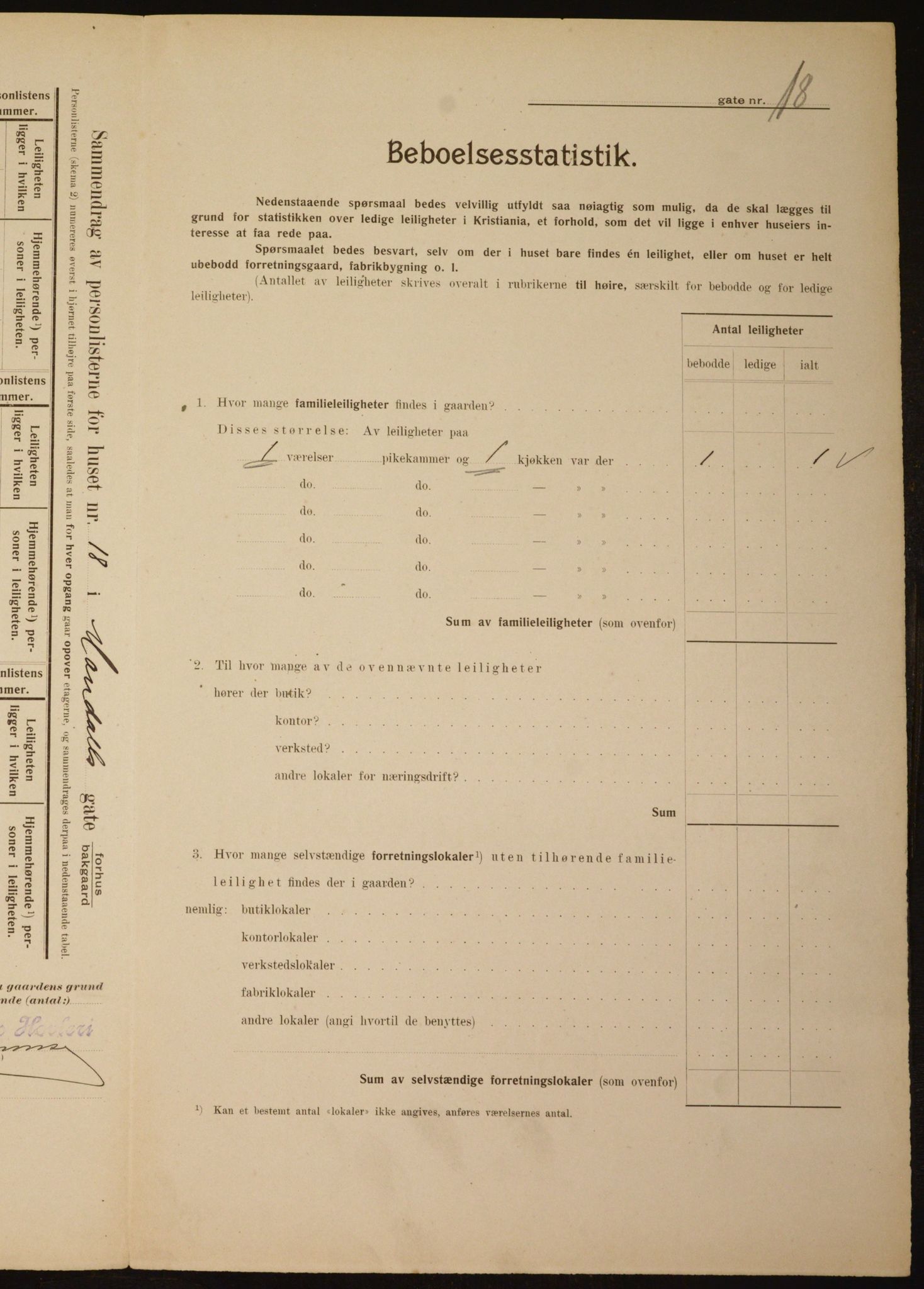 OBA, Municipal Census 1910 for Kristiania, 1910, p. 58370