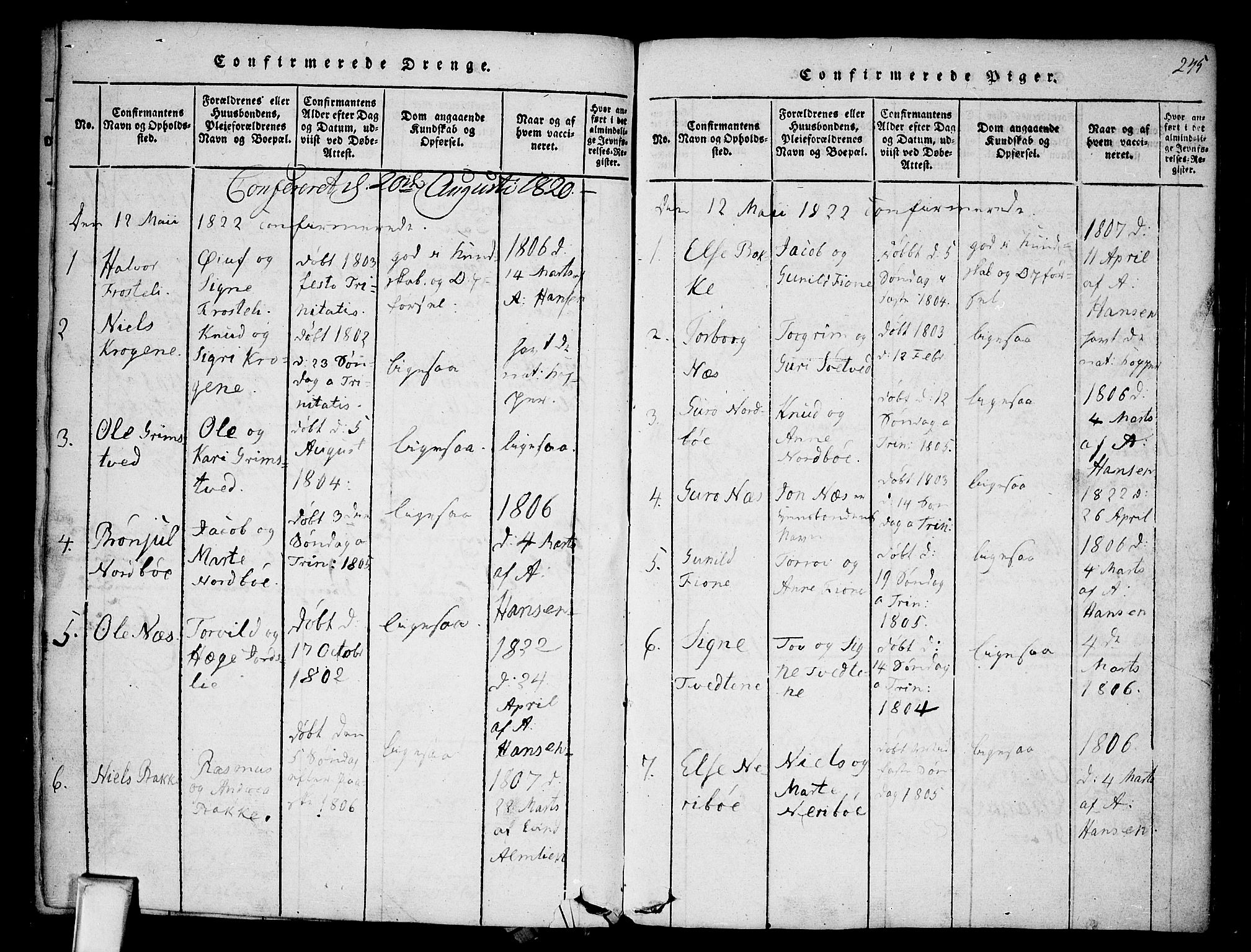 Nissedal kirkebøker, SAKO/A-288/F/Fa/L0002: Parish register (official) no. I 2, 1814-1845, p. 245