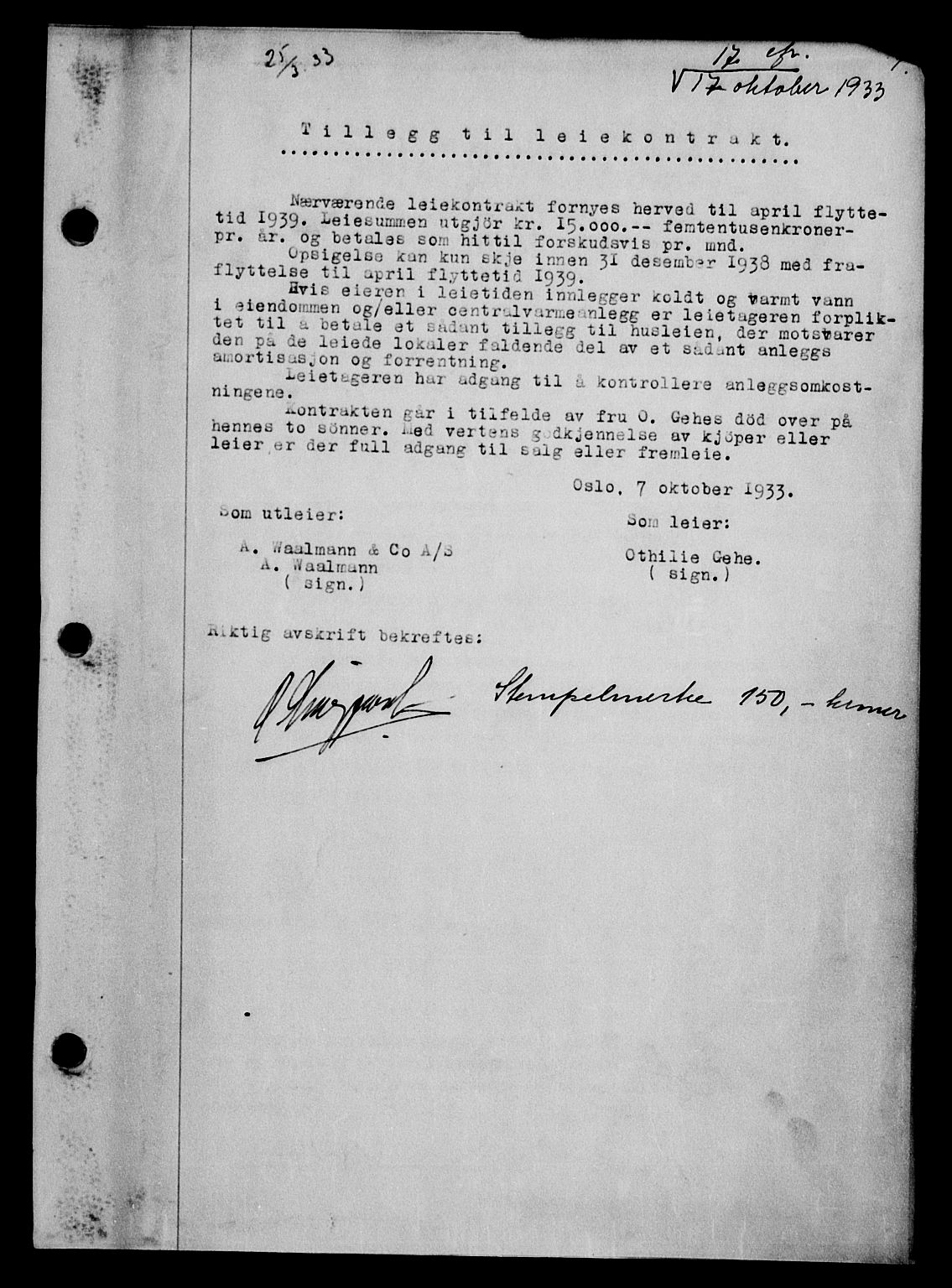 Oslo byskriverembete, SAO/A-10227/G/Gb/Gbb/Gbba/L0121: Mortgage book no. I 121, 1933-1934, p. 1