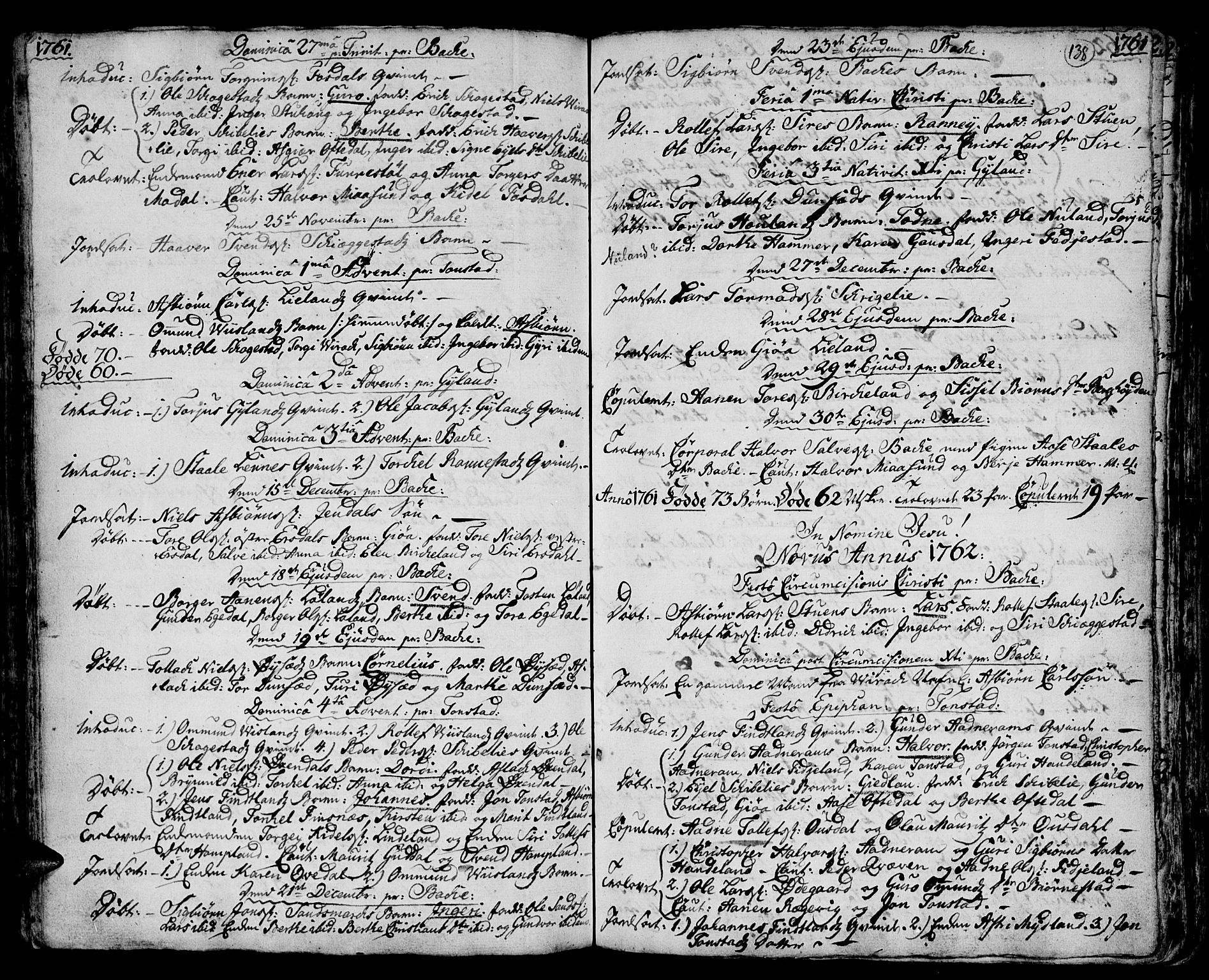 Bakke sokneprestkontor, SAK/1111-0002/F/Fa/Faa/L0001: Parish register (official) no. A 1, 1741-1780, p. 138