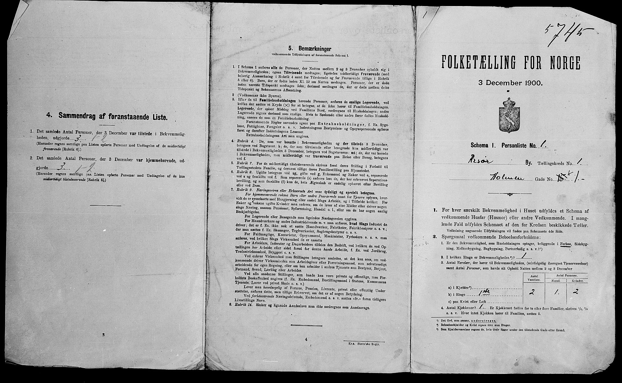 SAK, 1900 census for Risør, 1900, p. 25