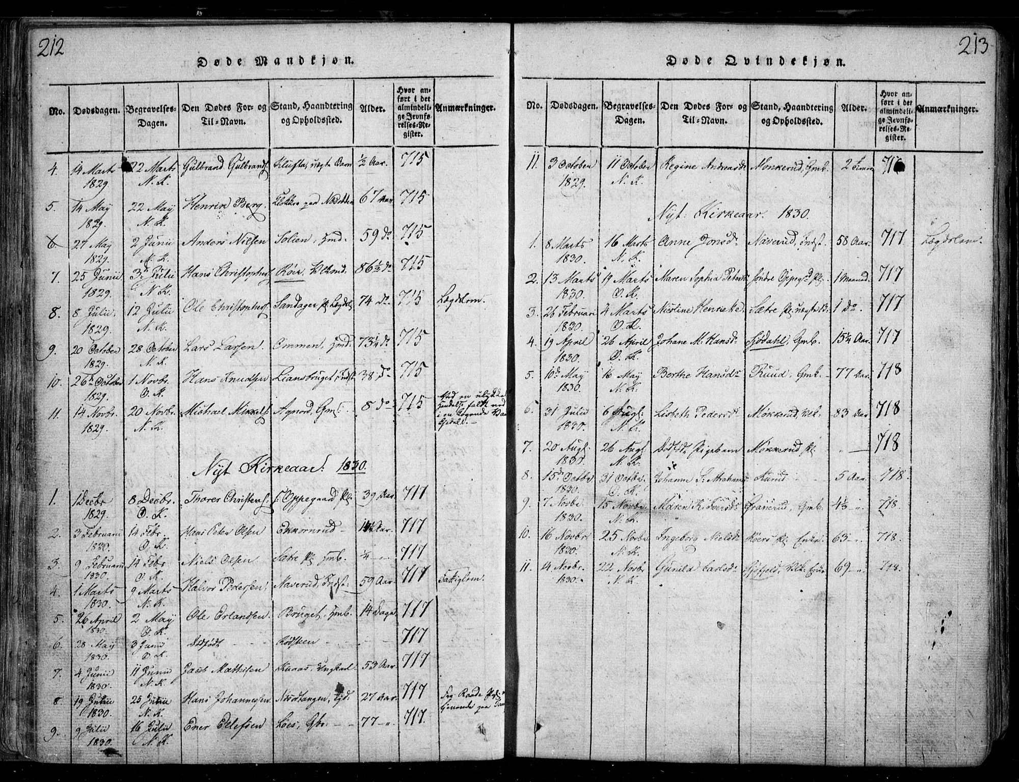 Nesodden prestekontor Kirkebøker, SAO/A-10013/F/Fa/L0006: Parish register (official) no. I 6, 1814-1847, p. 212-213
