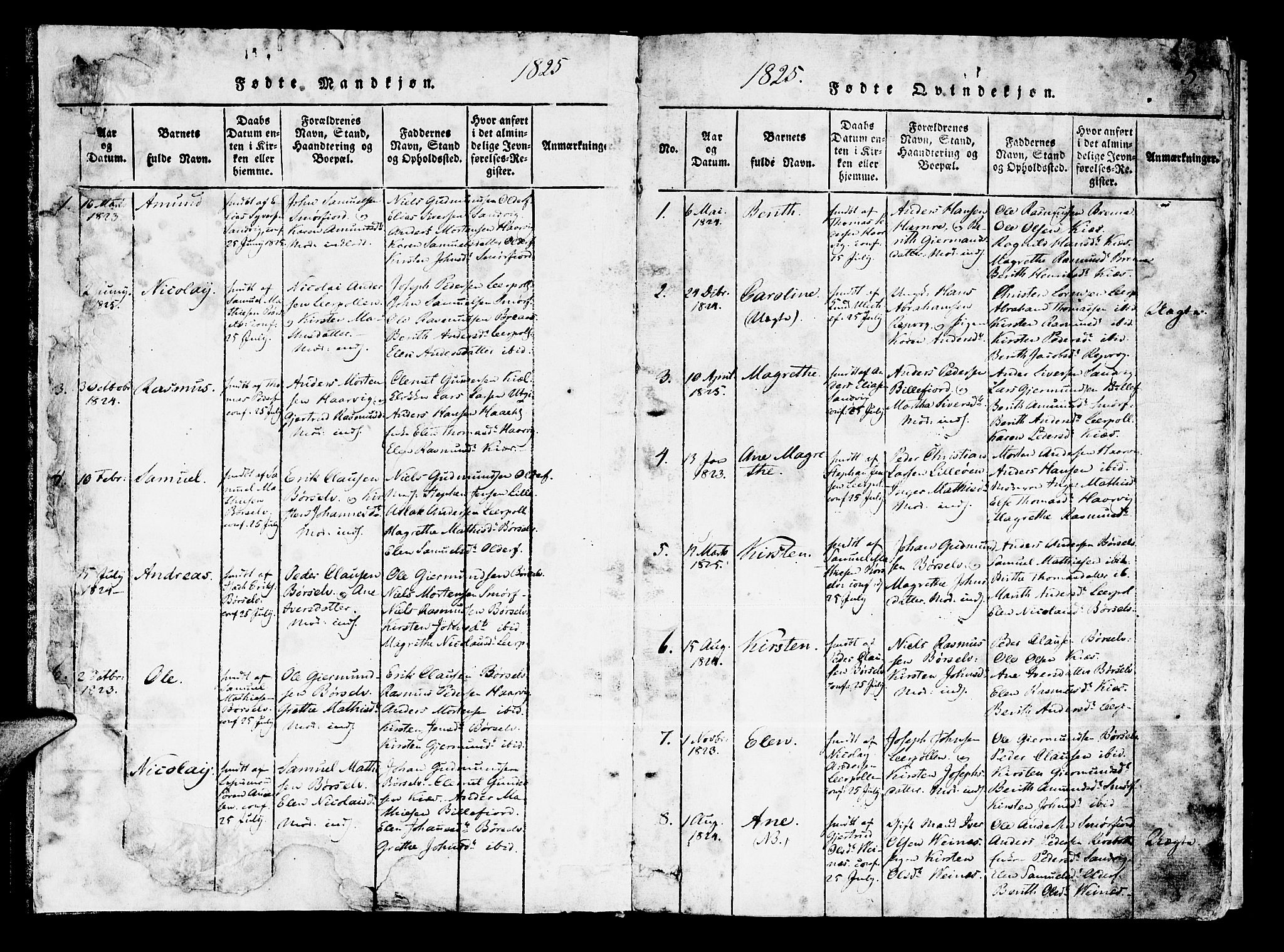 Kistrand/Porsanger sokneprestembete, SATØ/S-1351/H/Ha/L0003.kirke: Parish register (official) no. 3, 1825-1842, p. 4-5