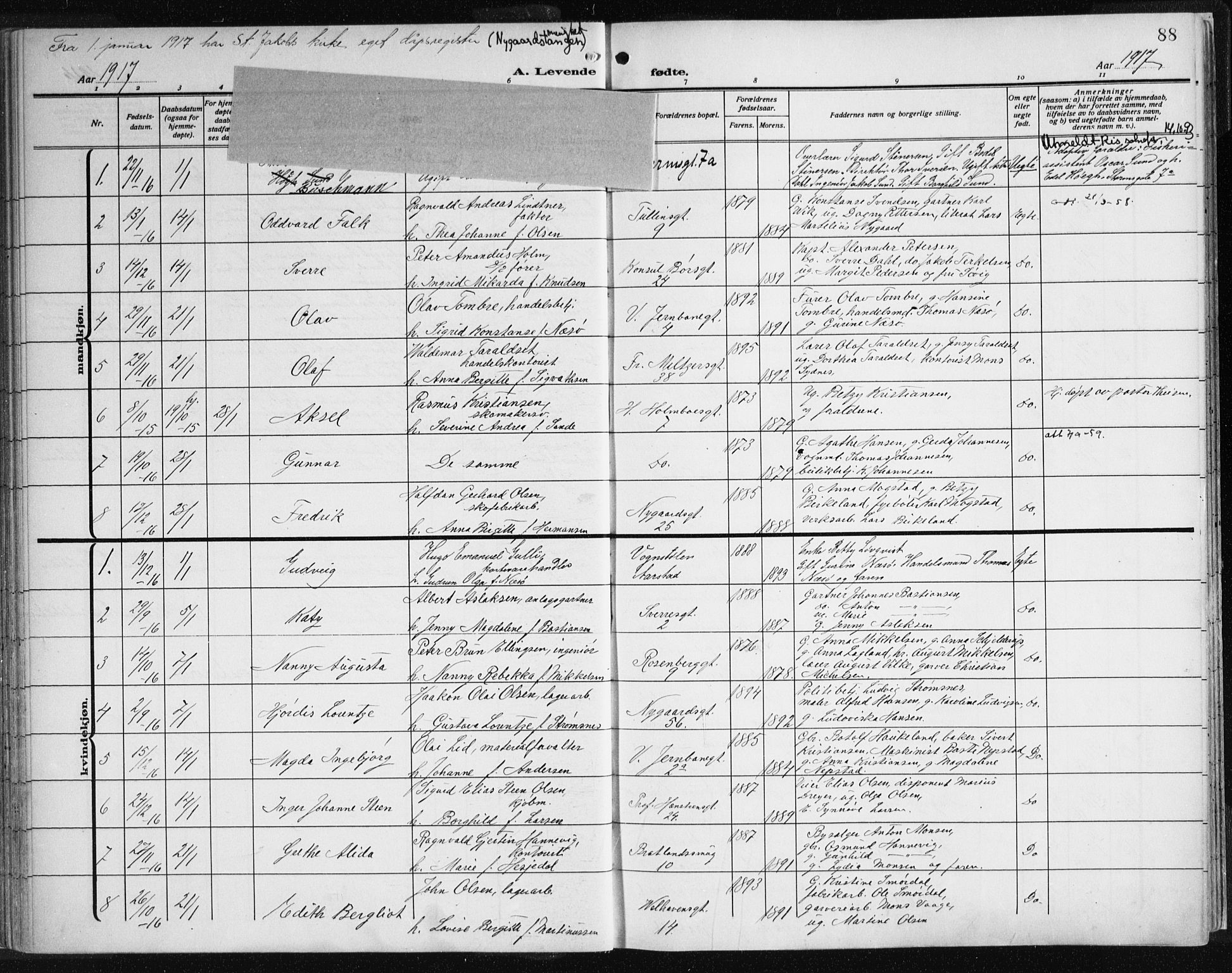 Johanneskirken sokneprestembete, AV/SAB-A-76001/H/Haa: Parish register (official) no. A 3, 1913-1934, p. 88