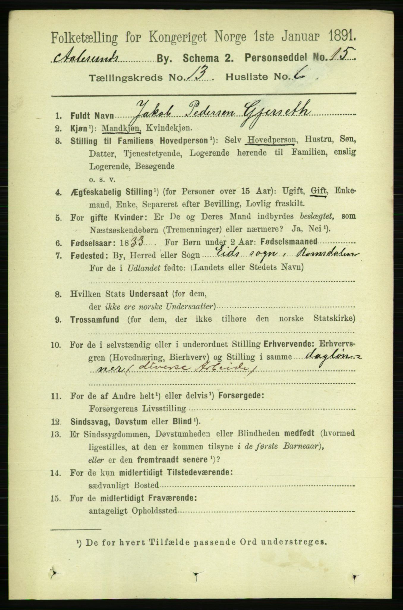 RA, 1891 census for 1501 Ålesund, 1891, p. 8070