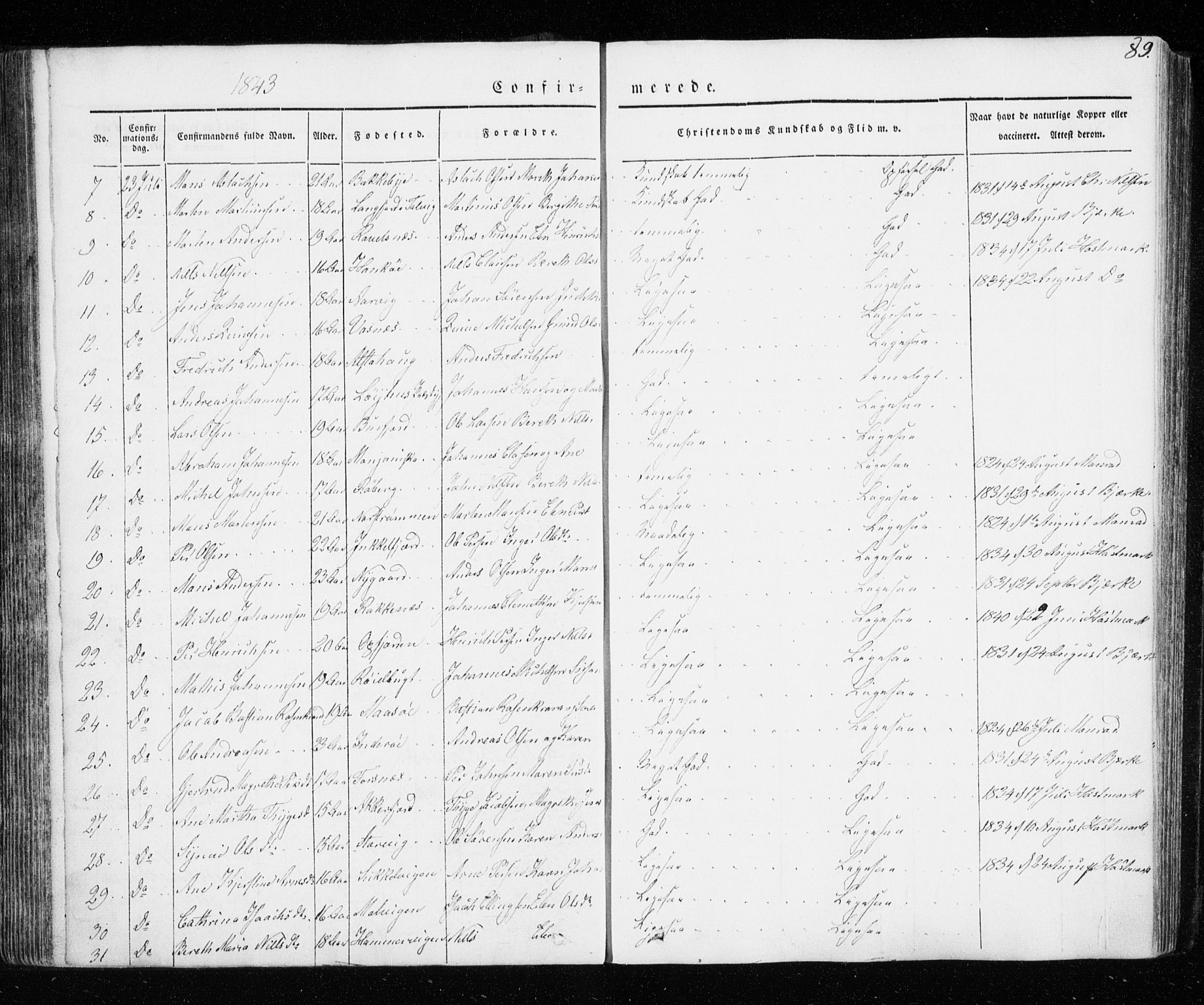Skjervøy sokneprestkontor, SATØ/S-1300/H/Ha/Haa/L0005kirke: Parish register (official) no. 5, 1838-1847, p. 89