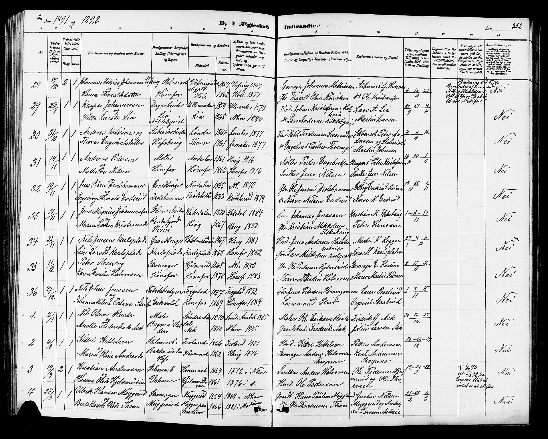 Norderhov kirkebøker, AV/SAKO-A-237/G/Ga/L0008: Parish register (copy) no. I 8, 1887-1912, p. 352