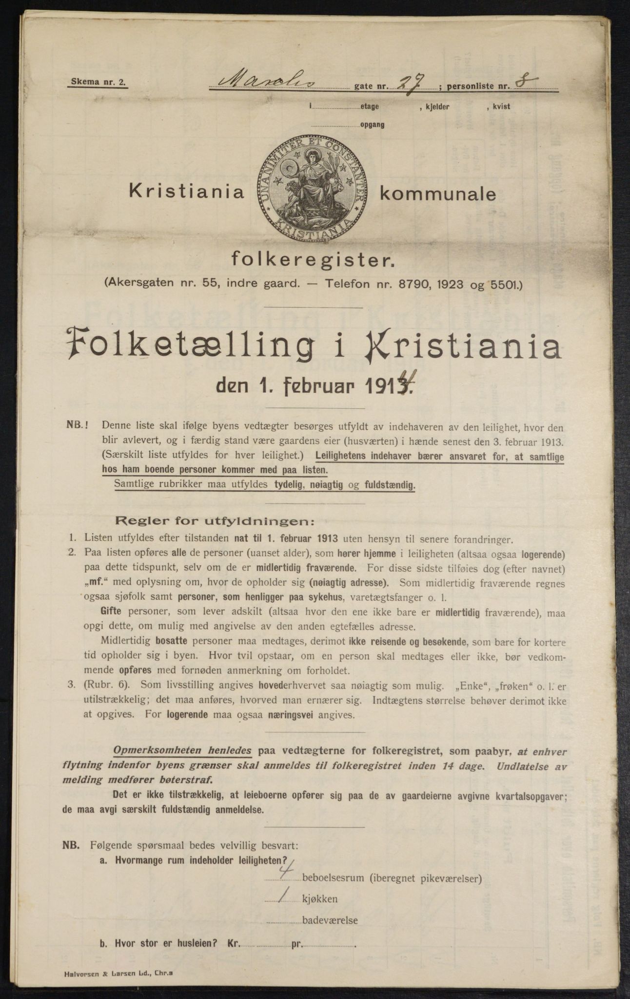 OBA, Municipal Census 1914 for Kristiania, 1914, p. 64509