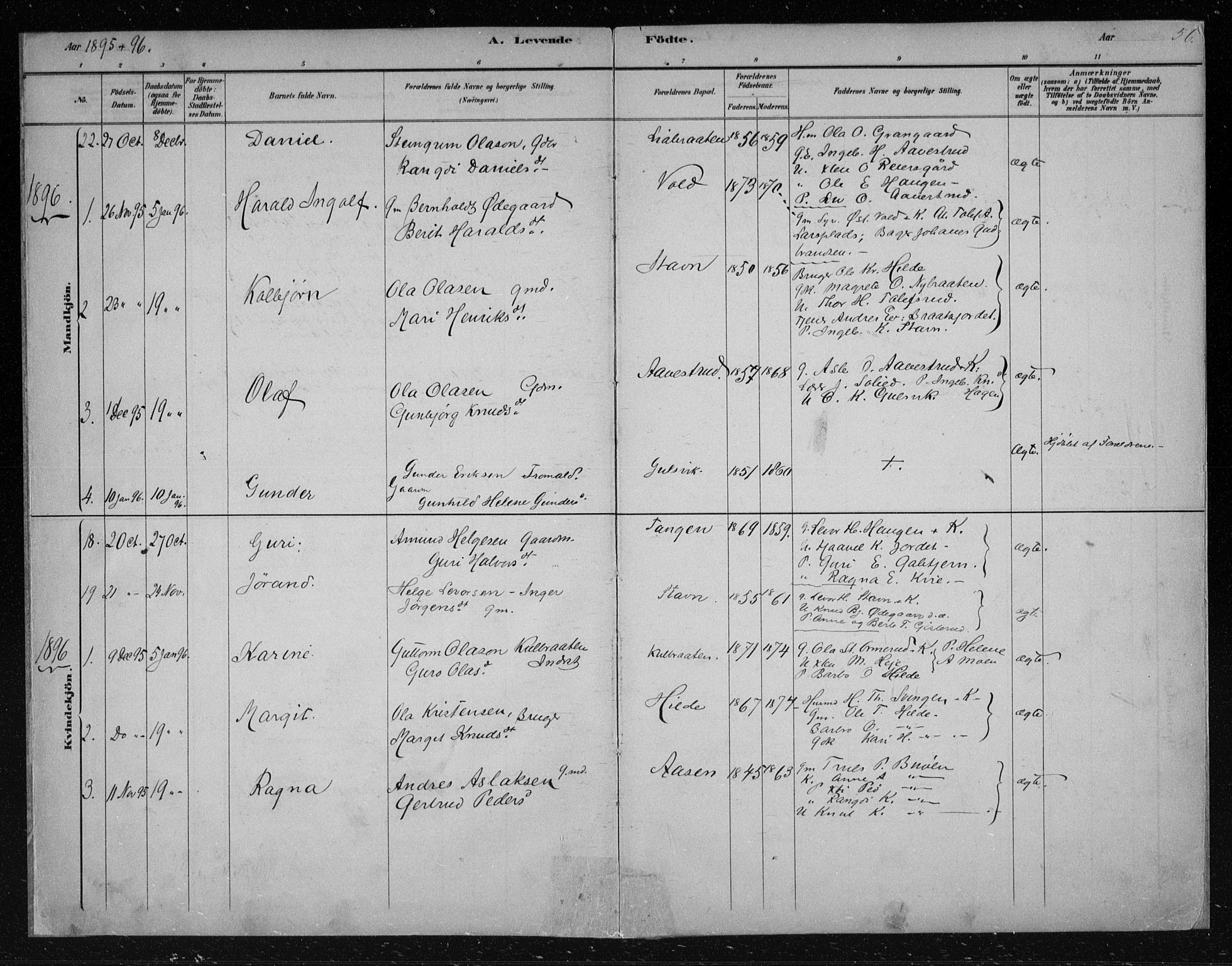 Nes kirkebøker, SAKO/A-236/F/Fa/L0012: Parish register (official) no. 12, 1881-1917, p. 56