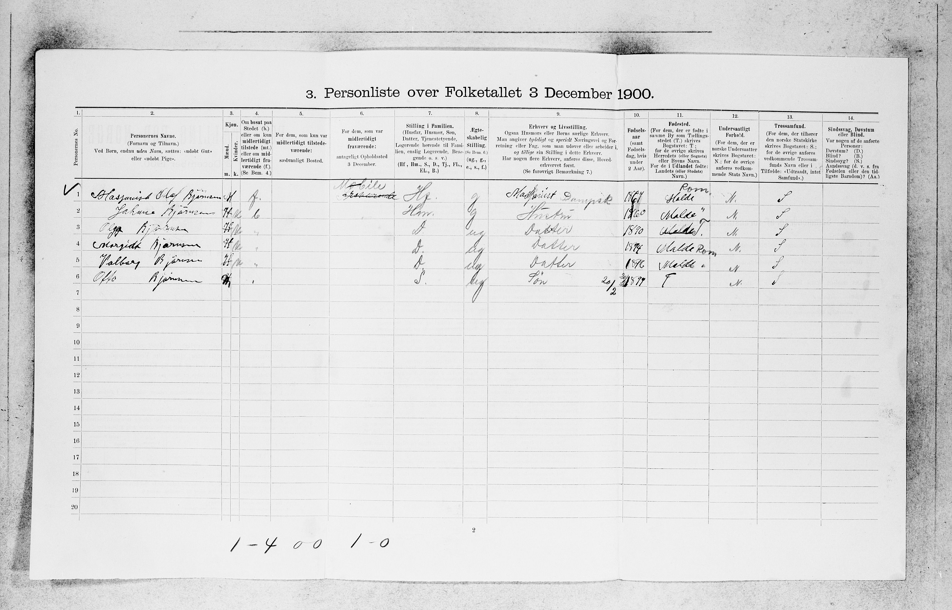 SAB, 1900 census for Bergen, 1900, p. 29824