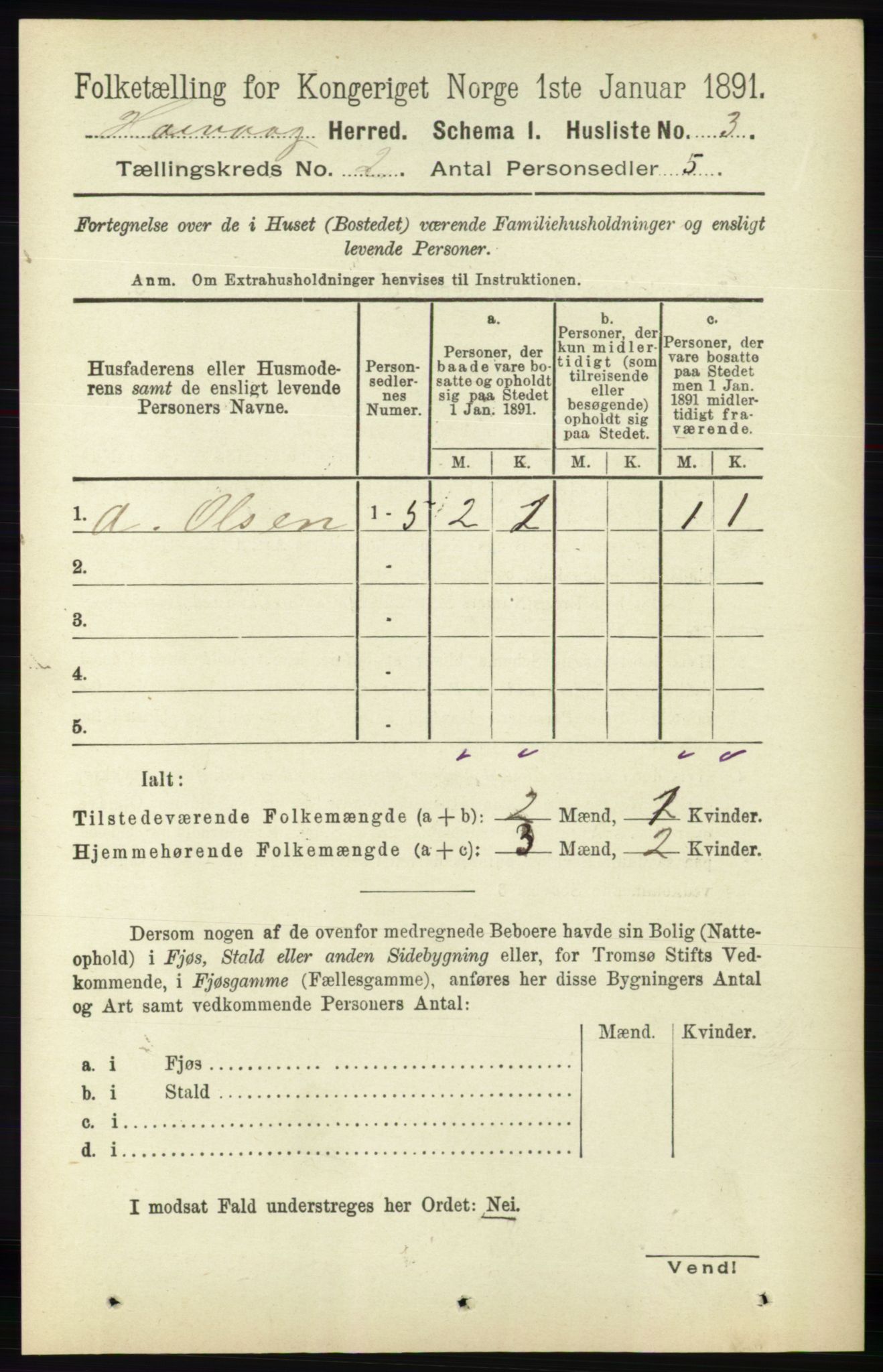 RA, 1891 census for 0927 Høvåg, 1891, p. 467