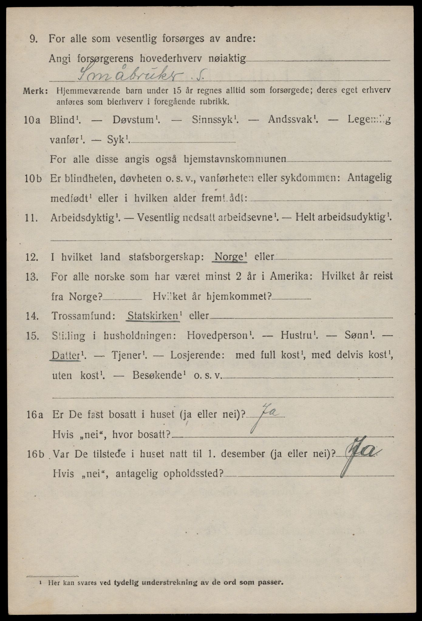 SAKO, 1920 census for Vinje, 1920, p. 3890