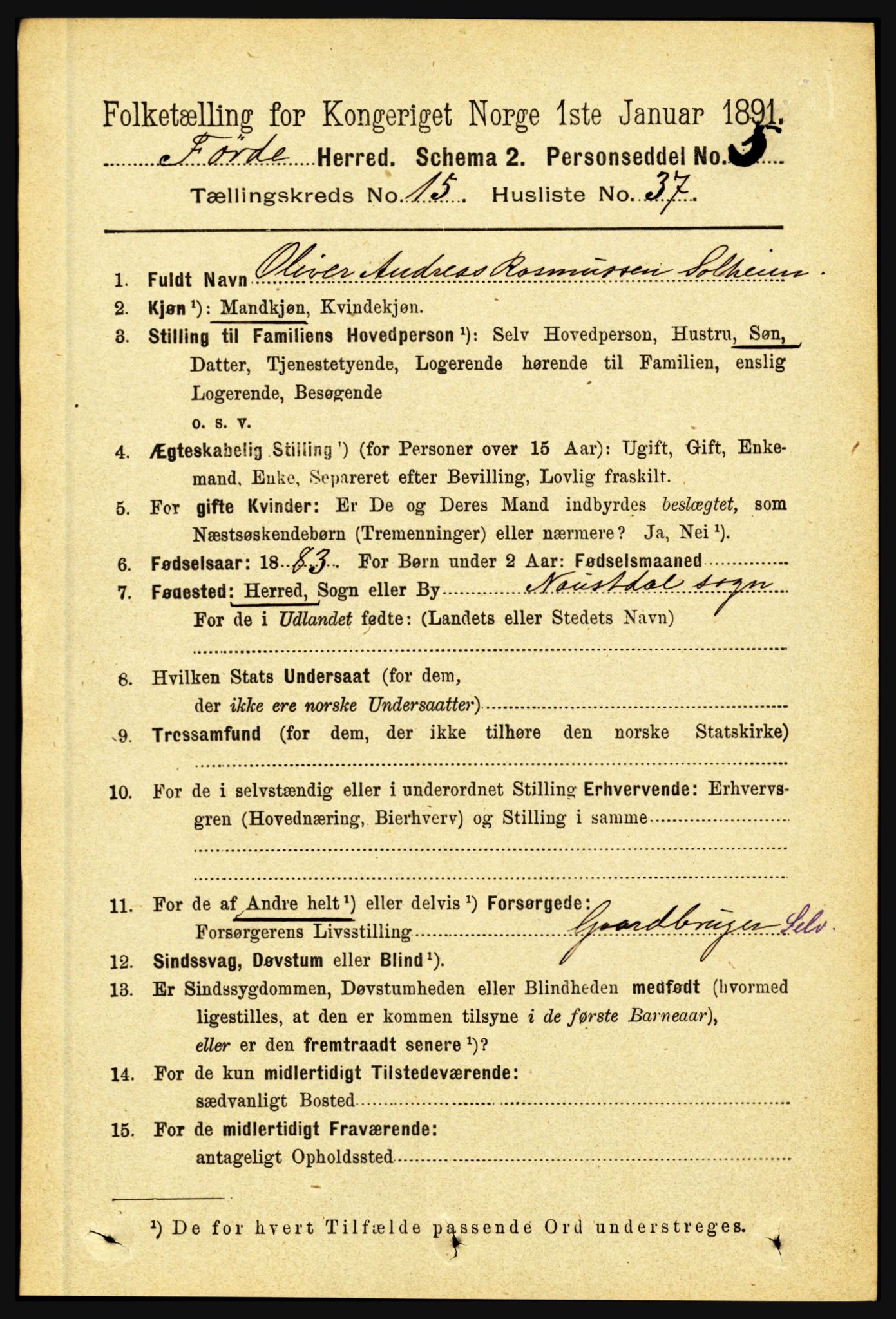 RA, 1891 census for 1432 Førde, 1891, p. 5756