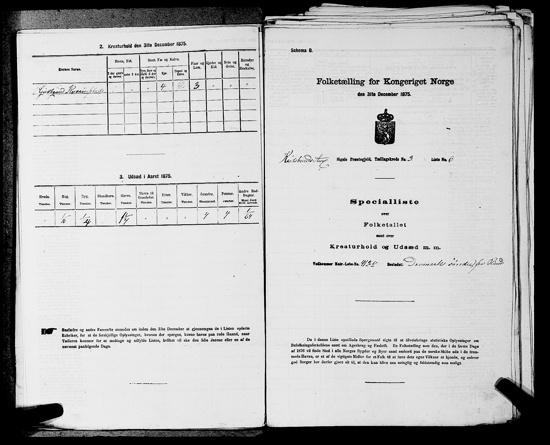 SAKO, 1875 census for 0621P Sigdal, 1875, p. 1491