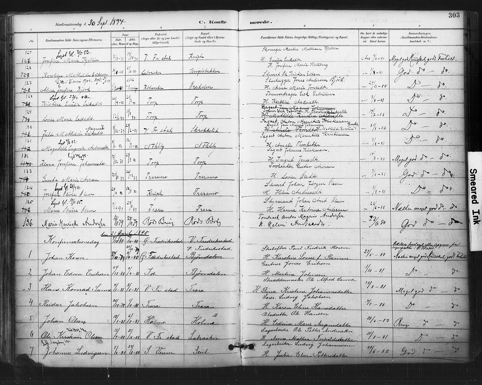 Glemmen prestekontor Kirkebøker, SAO/A-10908/F/Fa/L0013: Parish register (official) no. 13, 1892-1907, p. 303