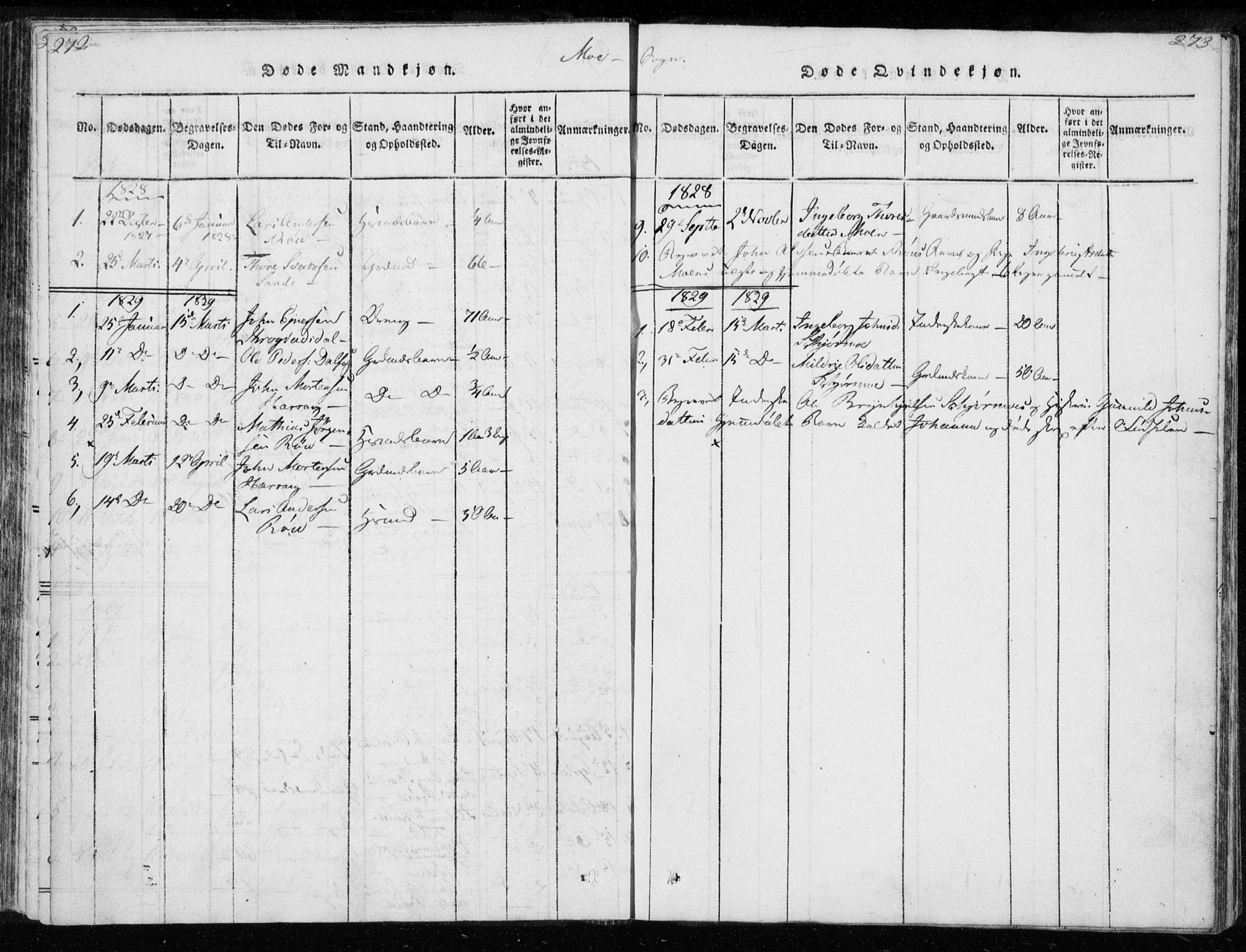 Ministerialprotokoller, klokkerbøker og fødselsregistre - Møre og Romsdal, AV/SAT-A-1454/595/L1041: Parish register (official) no. 595A03, 1819-1829, p. 272-273