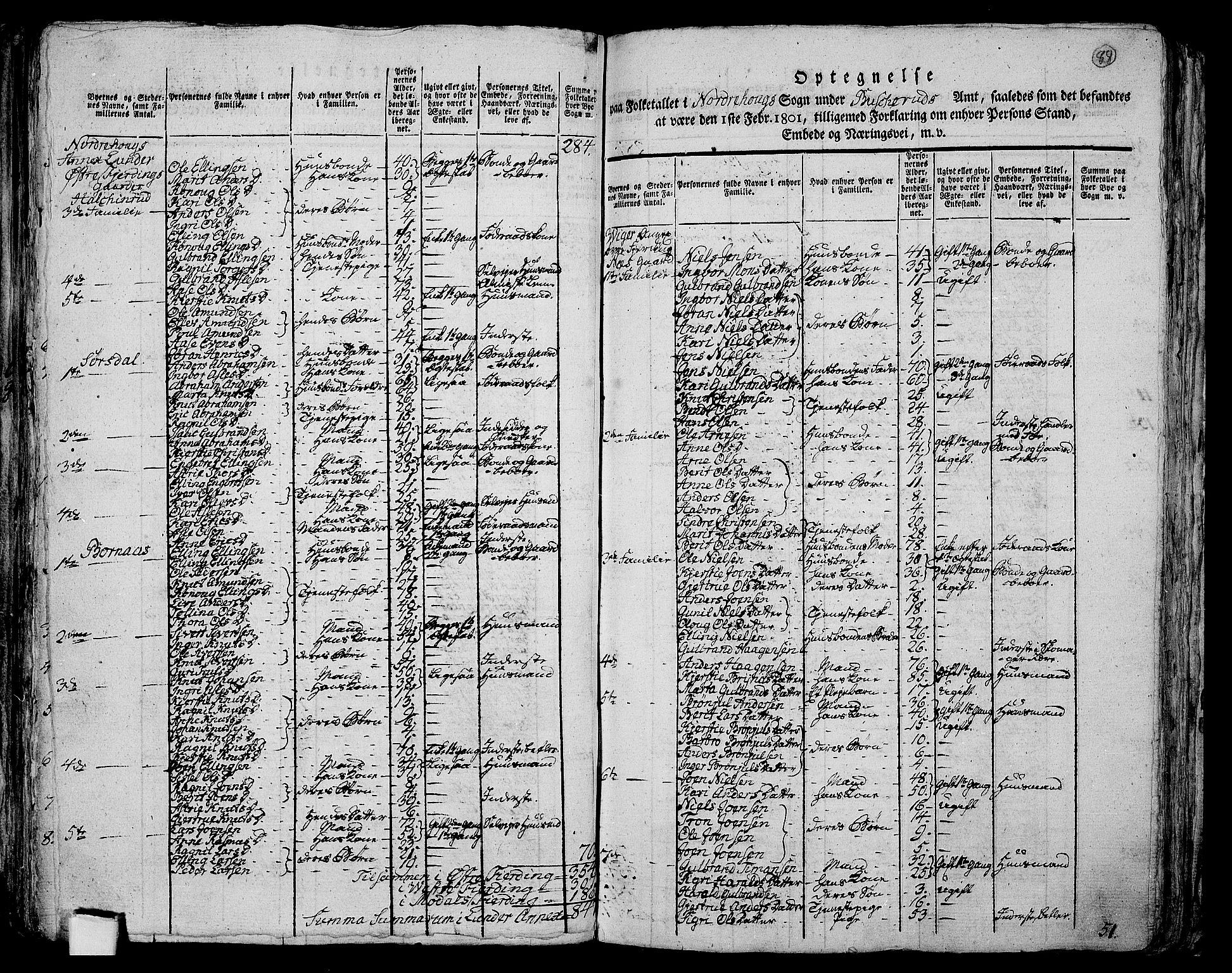 RA, 1801 census for 0613P Norderhov, 1801, p. 87b-88a