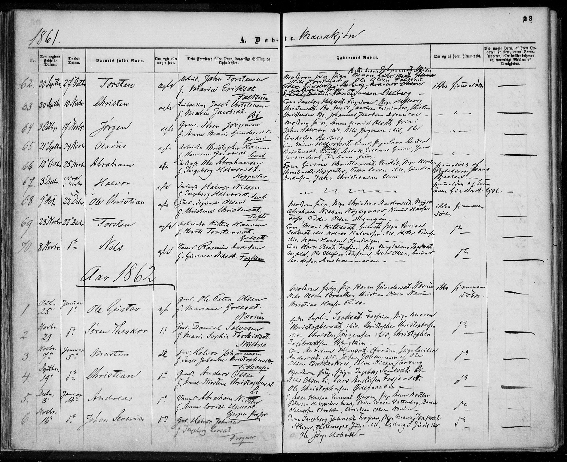 Gjerpen kirkebøker, SAKO/A-265/F/Fa/L0008a: Parish register (official) no. I 8A, 1857-1871, p. 23
