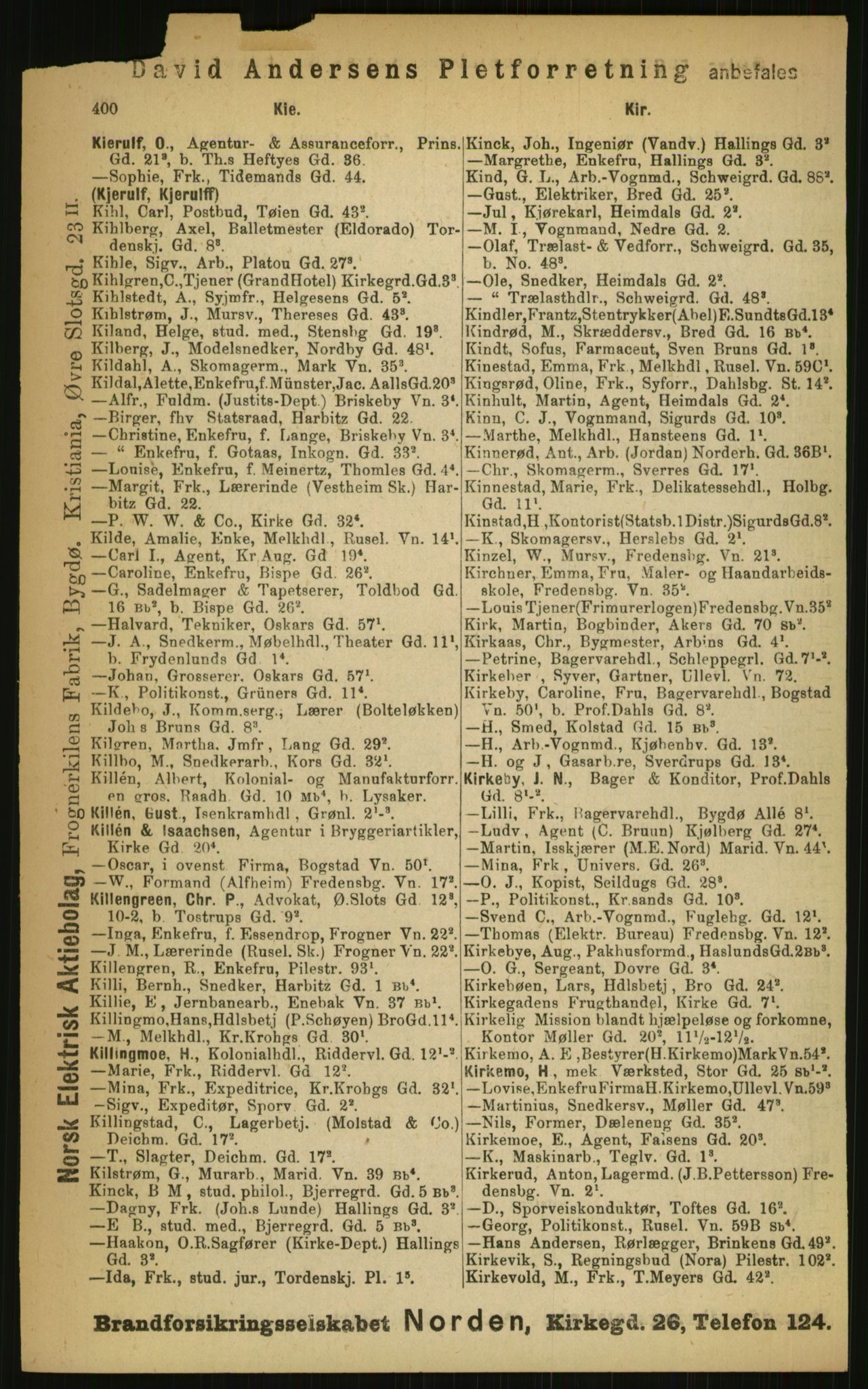 Kristiania/Oslo adressebok, PUBL/-, 1899, p. 400