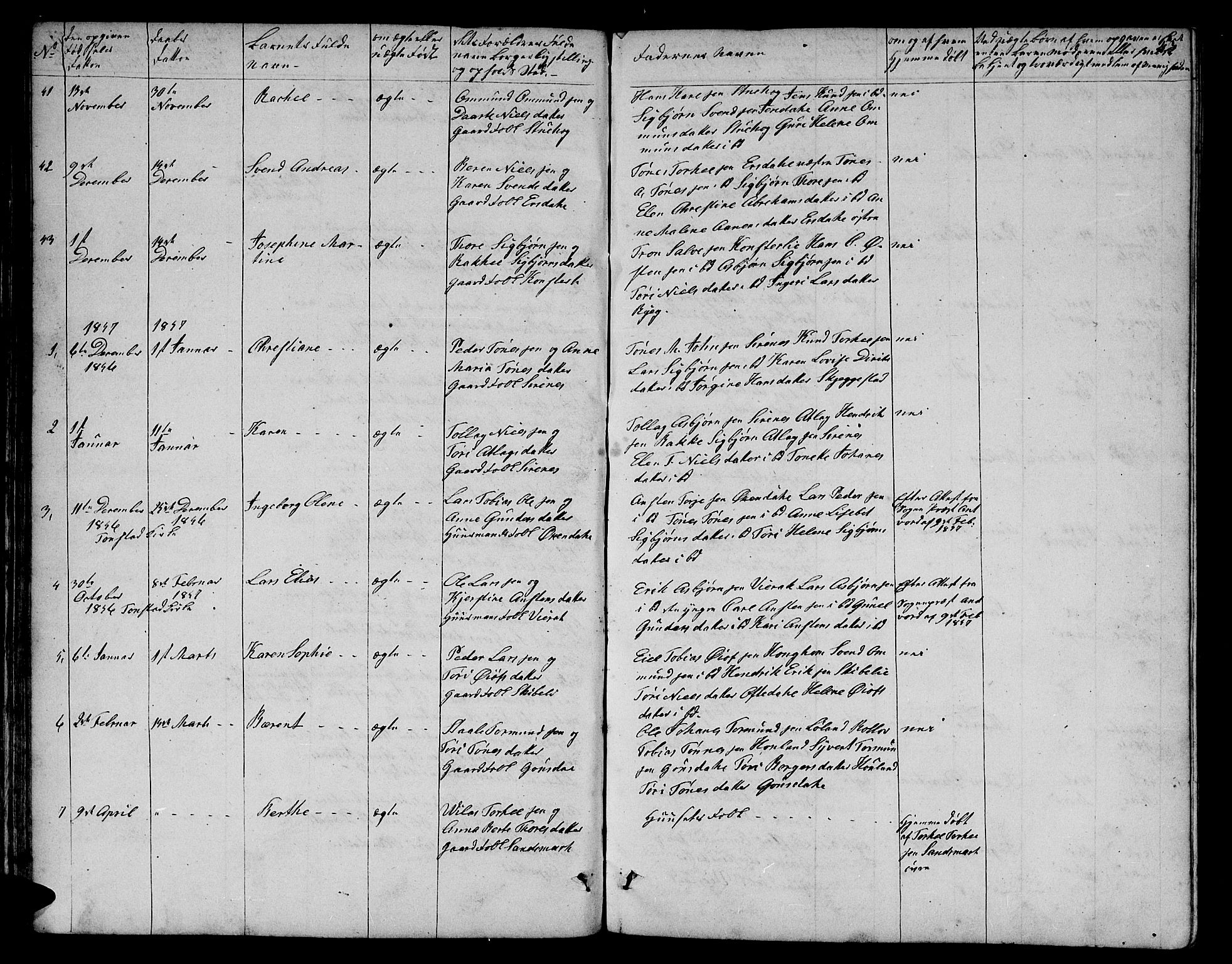 Bakke sokneprestkontor, SAK/1111-0002/F/Fb/Fba/L0001: Parish register (copy) no. B 1, 1849-1879, p. 43