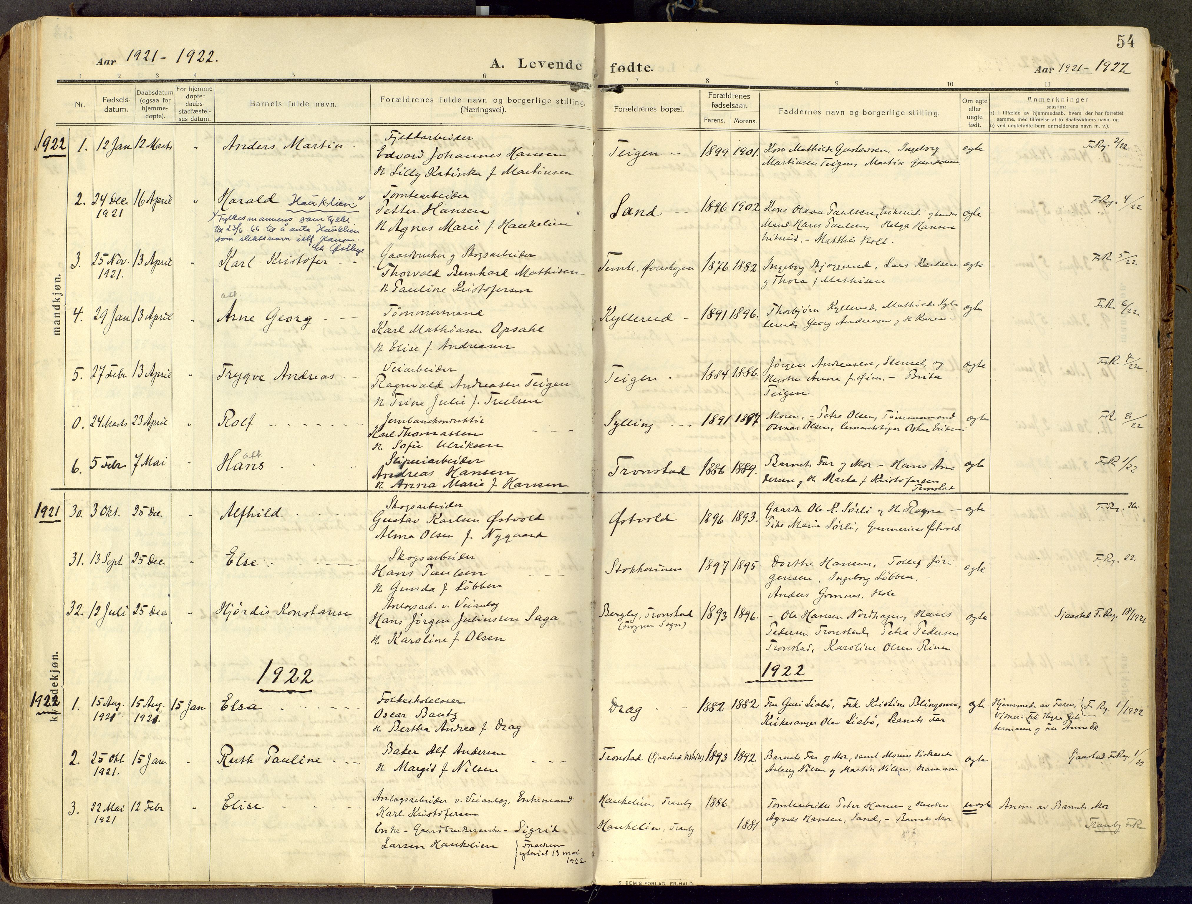 Parish register (official) no. III 1, 1910-1936, p. 54