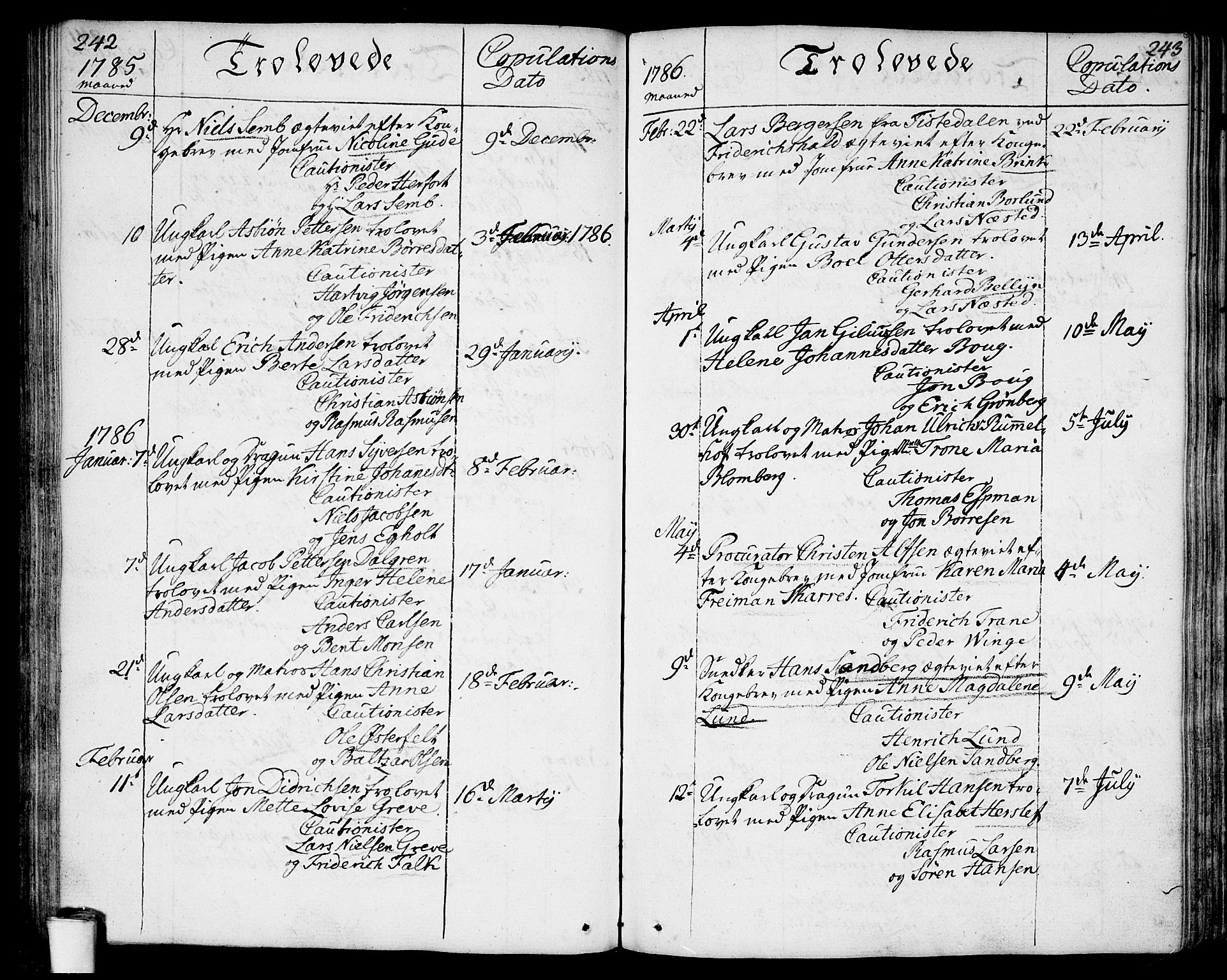 Moss prestekontor Kirkebøker, AV/SAO-A-2003/F/Fa/L0004: Parish register (official) no. I 4, 1784-1808, p. 242-243
