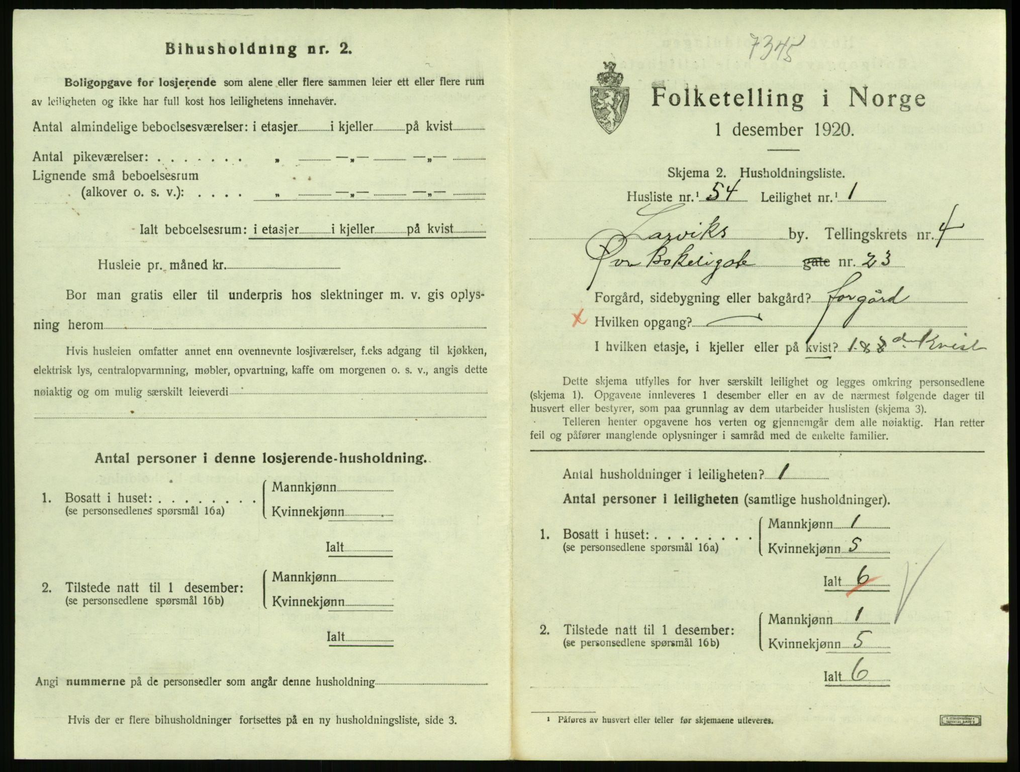 SAKO, 1920 census for Larvik, 1920, p. 4414