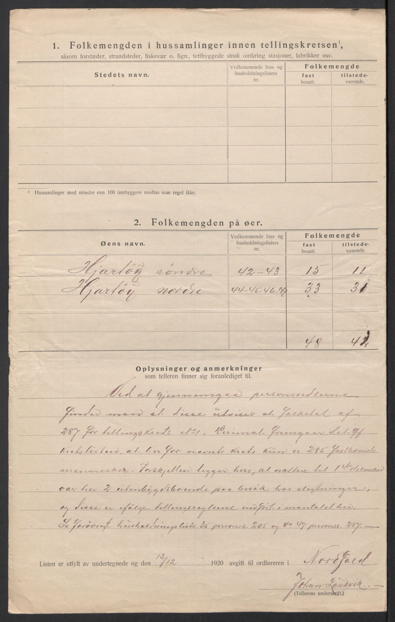 SAT, 1920 census for Nordfold, 1920, p. 9