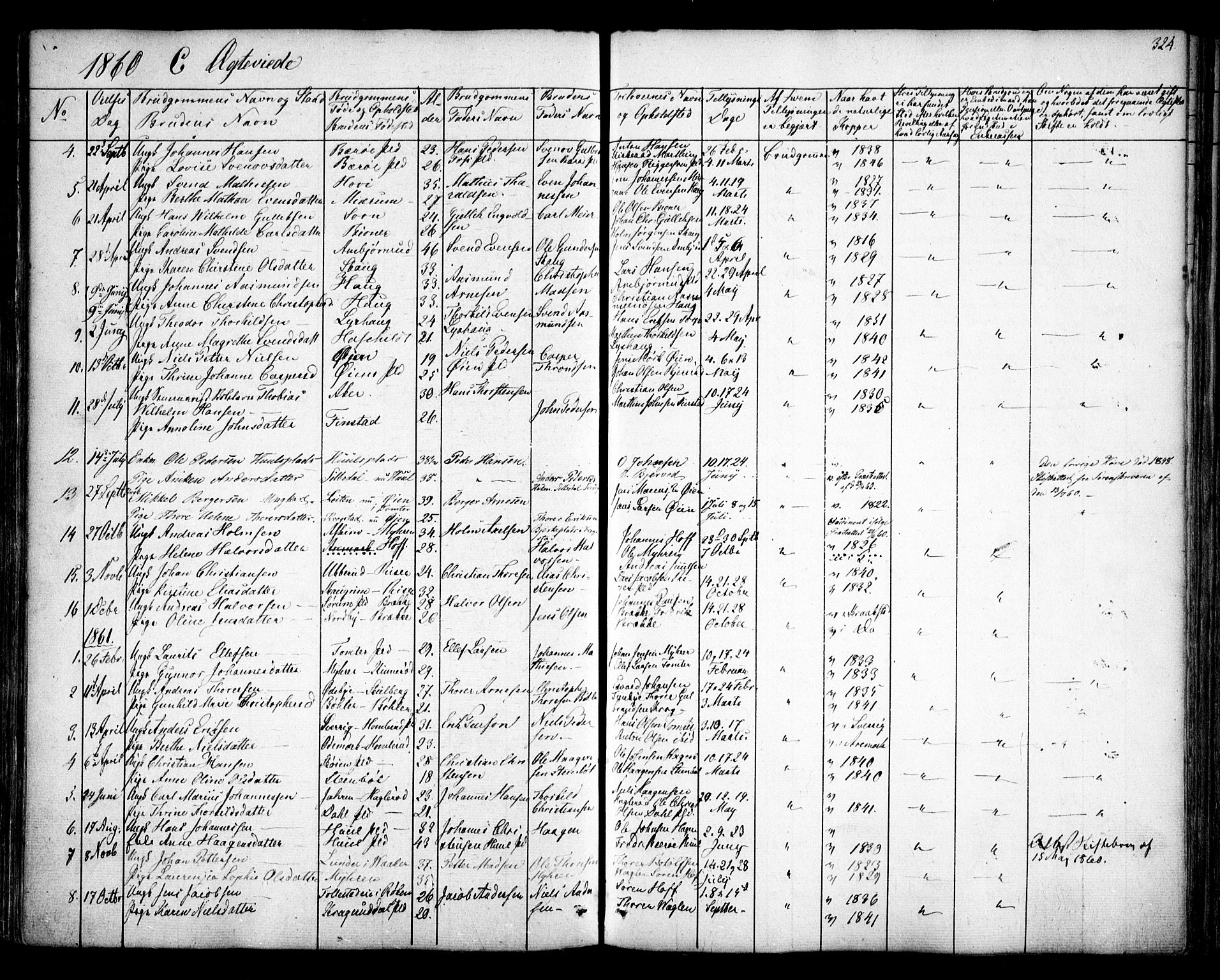 Hobøl prestekontor Kirkebøker, SAO/A-2002/F/Fa/L0003: Parish register (official) no. I 3, 1842-1864, p. 324