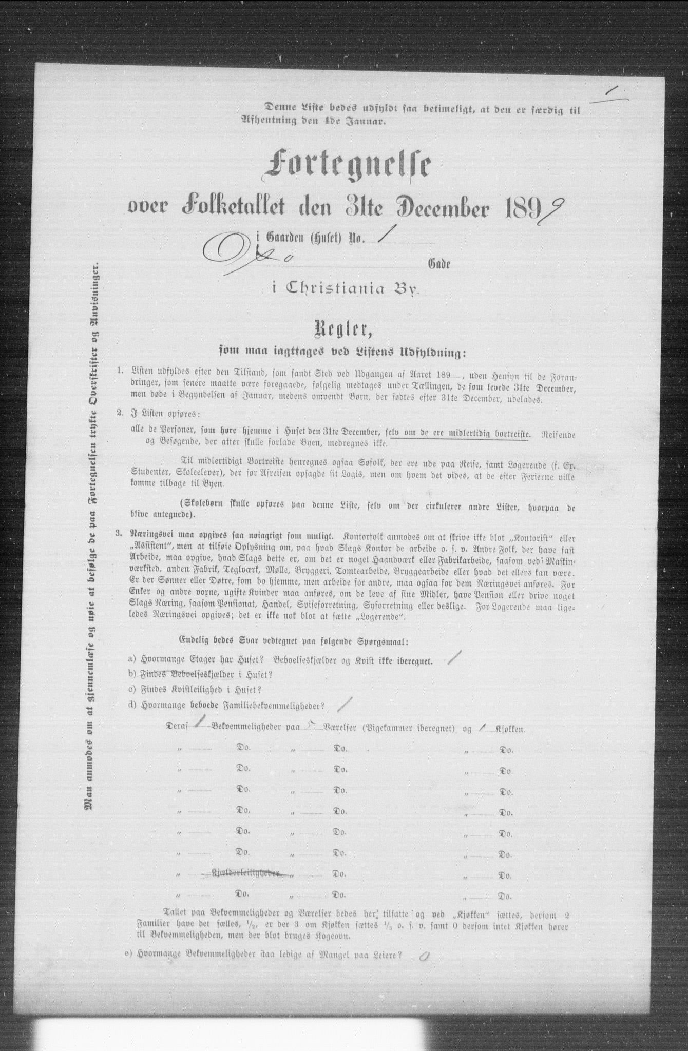 OBA, Municipal Census 1899 for Kristiania, 1899, p. 9990
