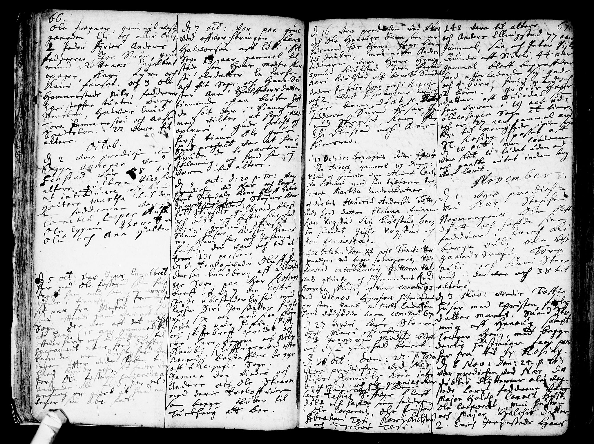 Nes prestekontor Kirkebøker, AV/SAO-A-10410/F/Fa/L0001: Parish register (official) no. I 1, 1689-1716, p. 66-67