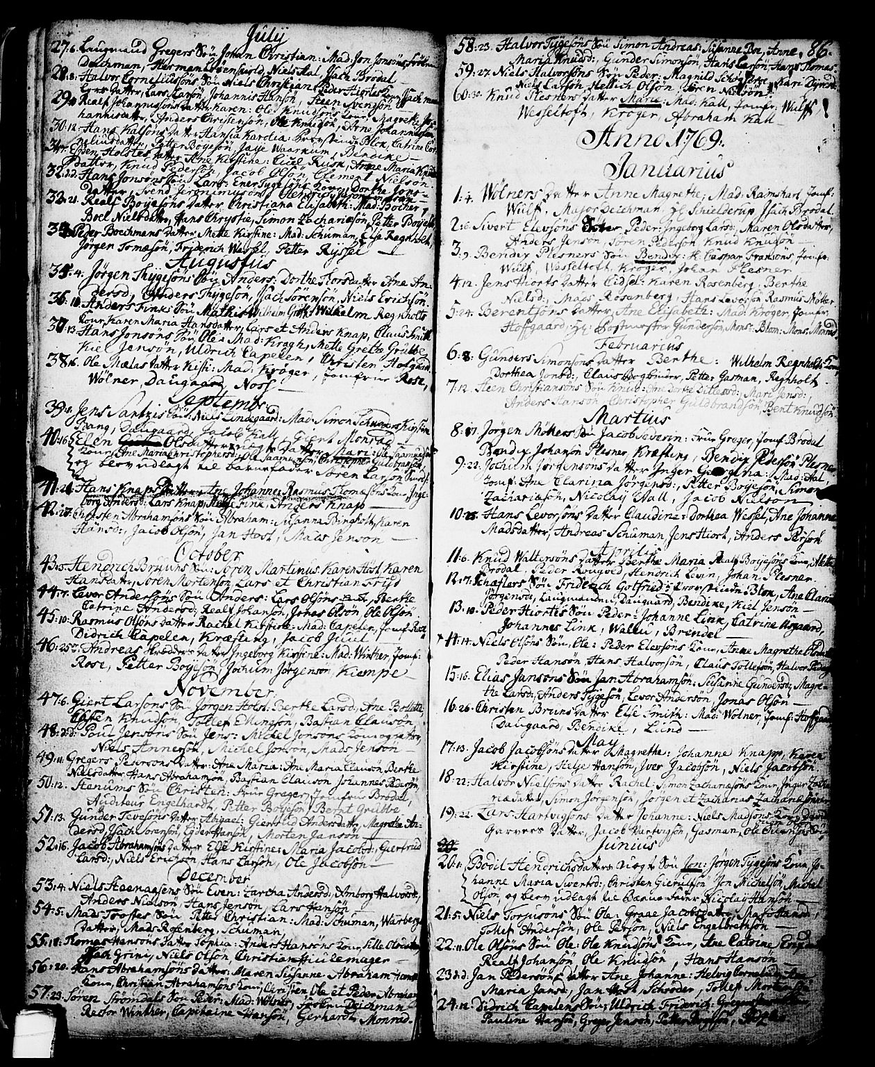 Skien kirkebøker, SAKO/A-302/G/Ga/L0001: Parish register (copy) no. 1, 1756-1791, p. 86