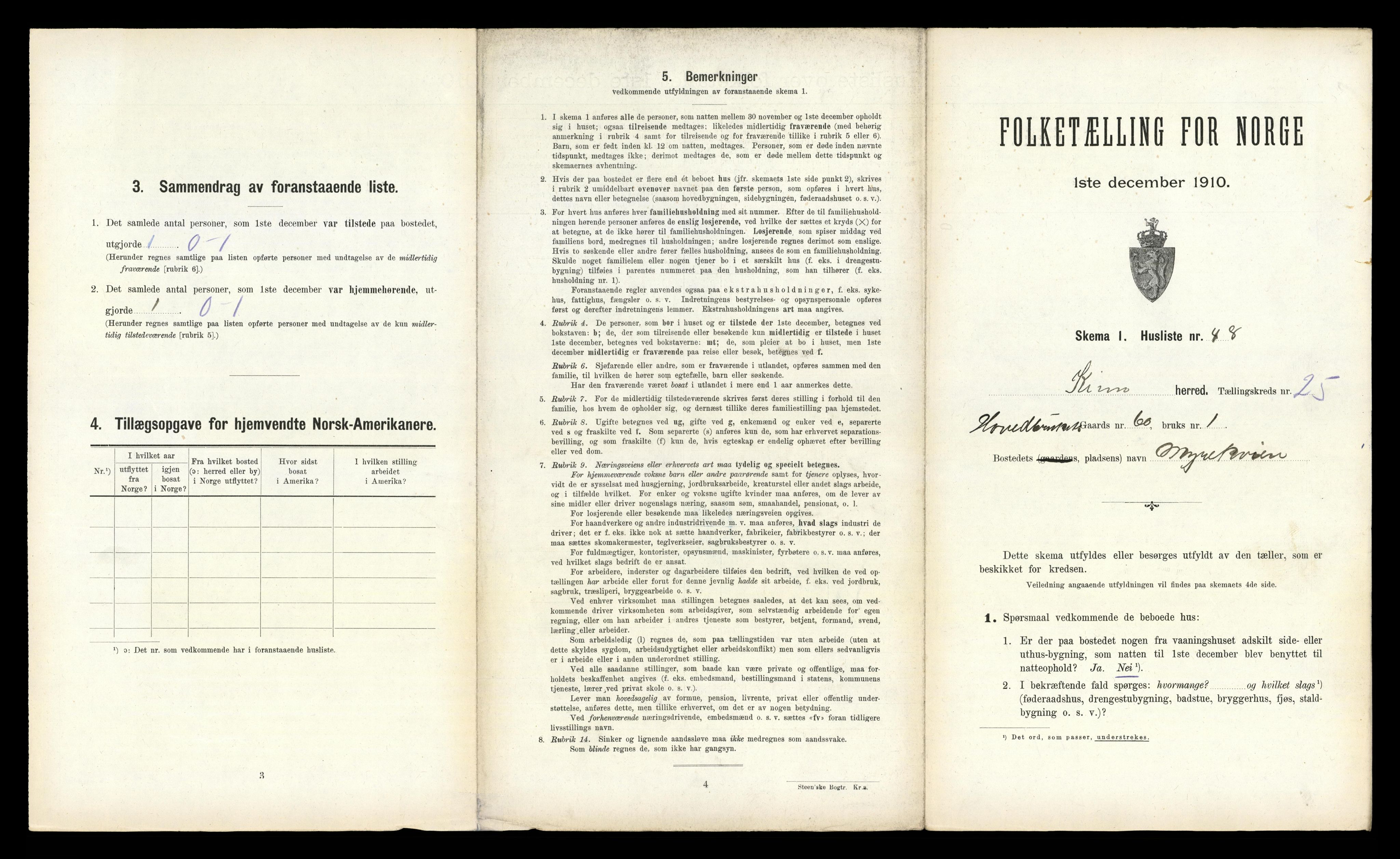 RA, 1910 census for Kinn, 1910, p. 1560