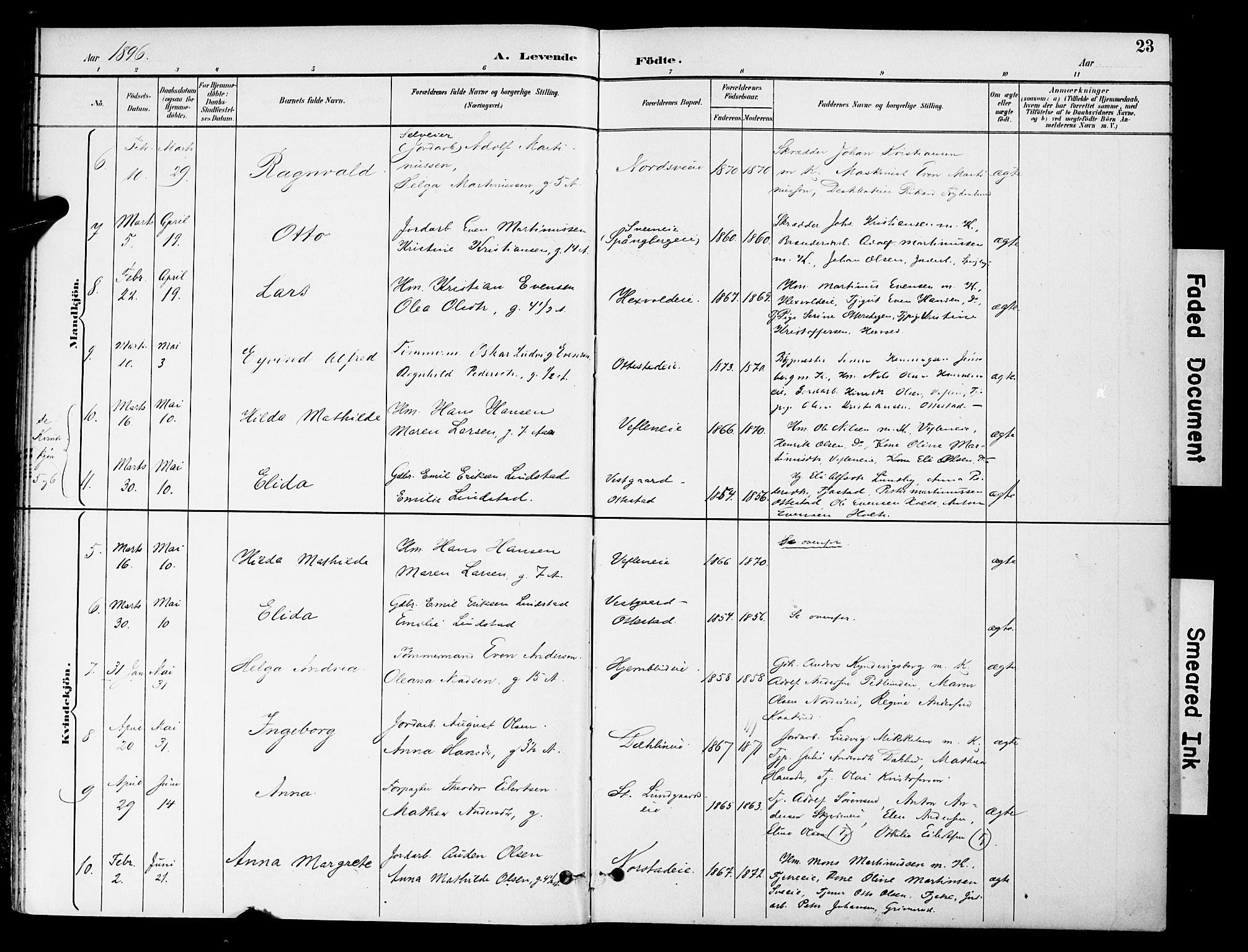 Stange prestekontor, AV/SAH-PREST-002/K/L0021: Parish register (official) no. 21, 1891-1902, p. 23